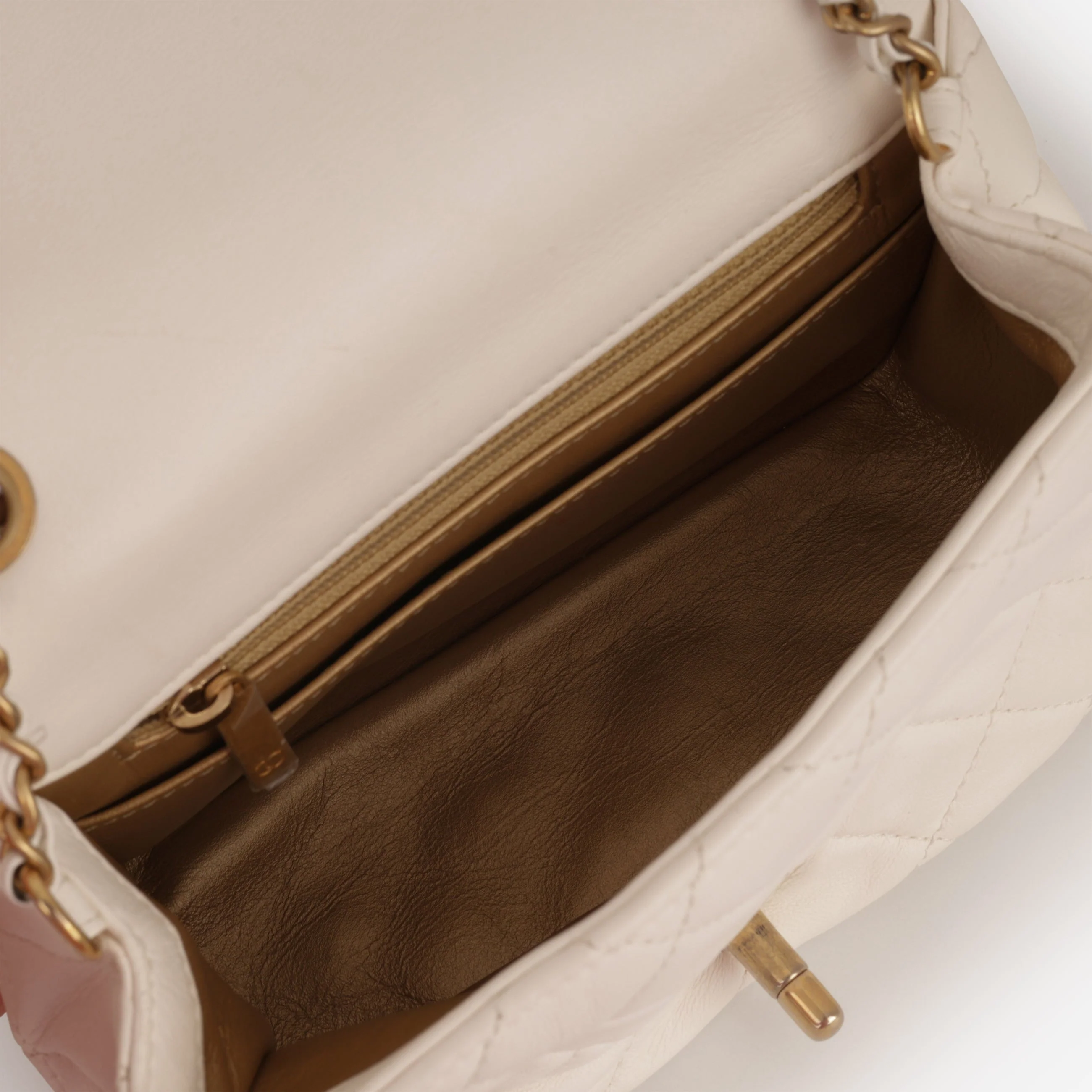 Chanel Mini Flap Square Pearl Crush - White Lambskin | Gold Hardware - Image 8