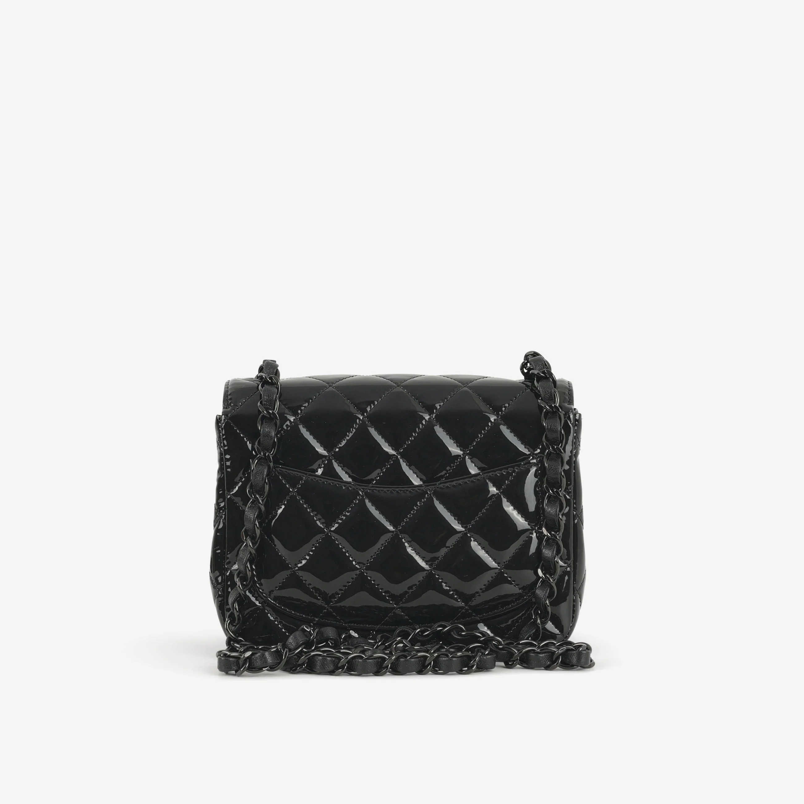 Chanel Mini Flap Square - So Black Patent | Black Hardware - Image 3