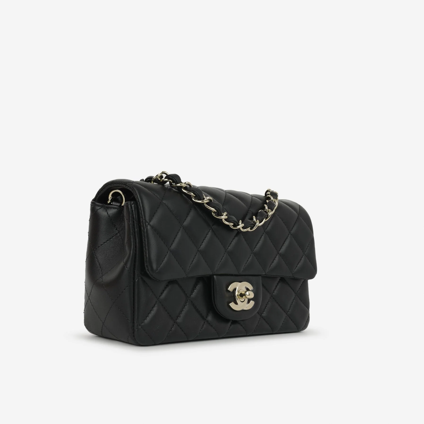 Chanel Mini Rectangular - Black Lambskin | Champagne Gold Hardware - Image 2