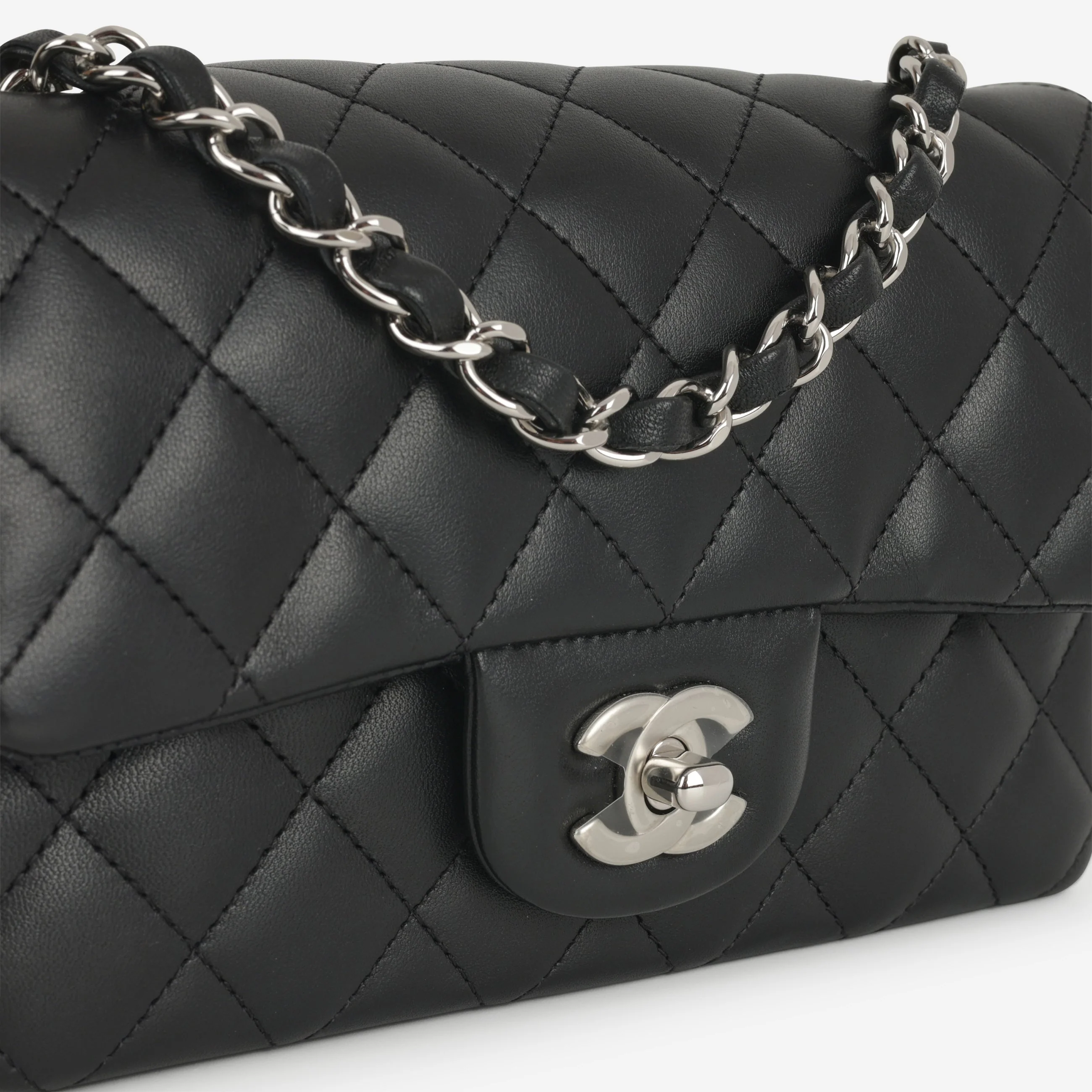 Chanel Mini Rectangular - Black Lambskin | Silver Hardware - Image 7
