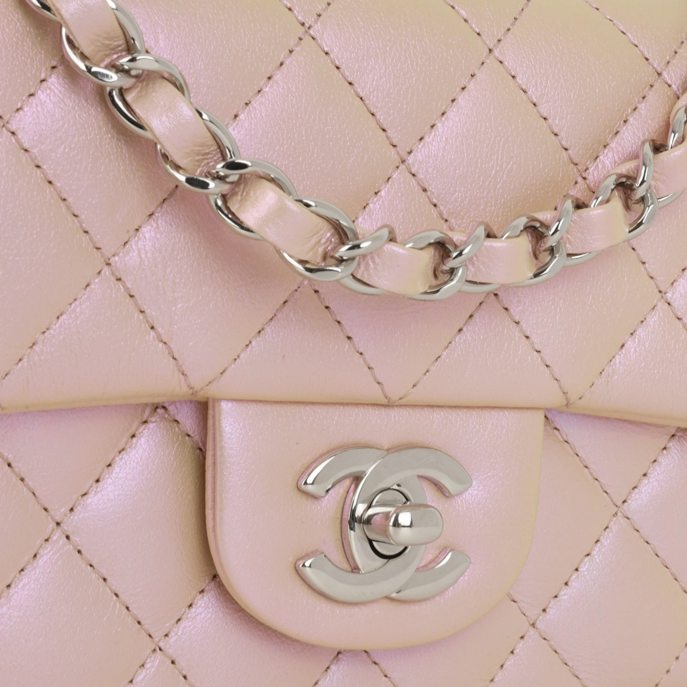 Chanel Mini Rectangular - Iridescent Pink Calfskin | Silver Hardware - Image 5