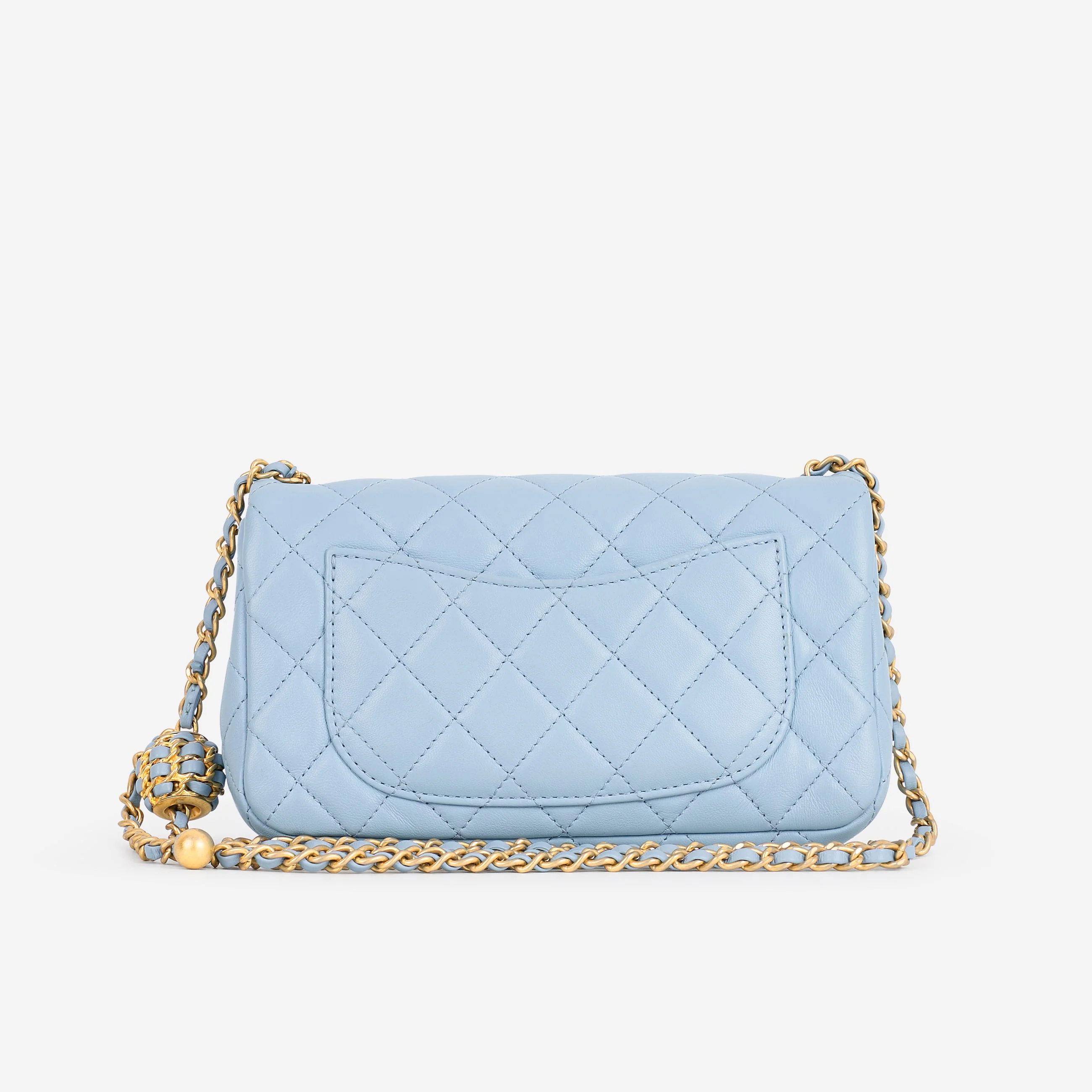 Chanel Mini Rectangular Pearl Crush - Blue Lambskin | Aged Gold Hardware - Image 3