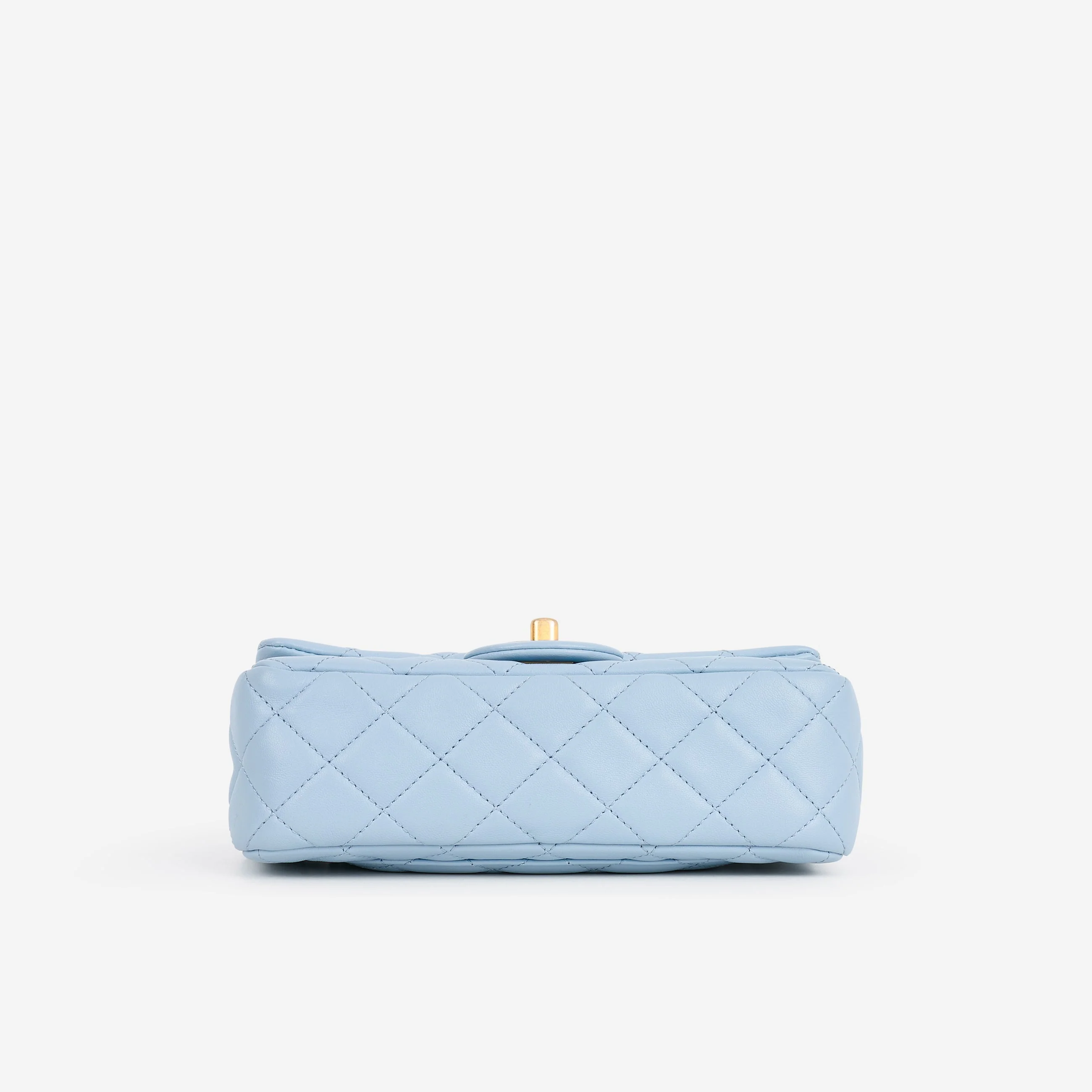Chanel Mini Rectangular Pearl Crush - Blue Lambskin | Aged Gold Hardware - Image 4
