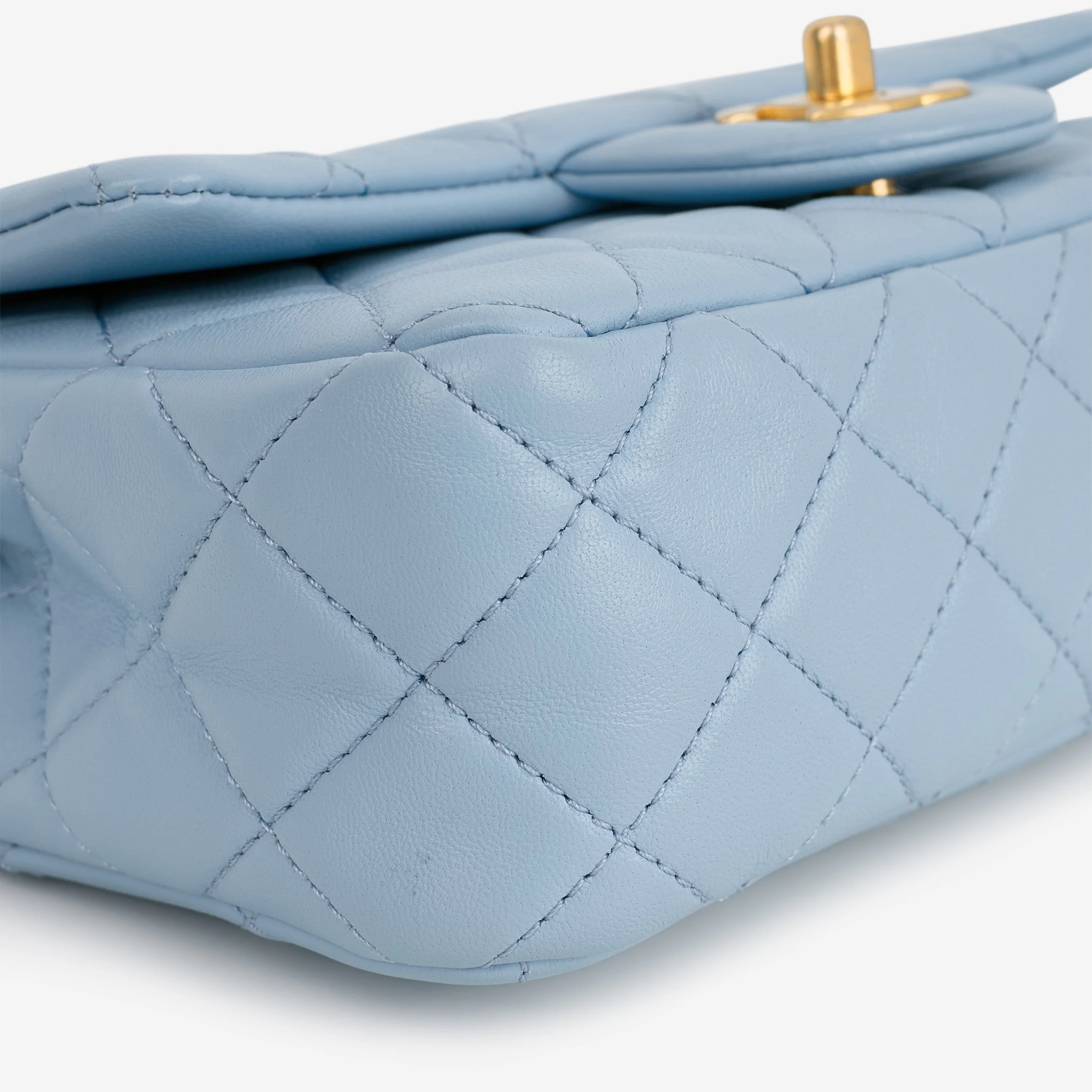 Chanel Mini Rectangular Pearl Crush - Blue Lambskin | Aged Gold Hardware - Image 5