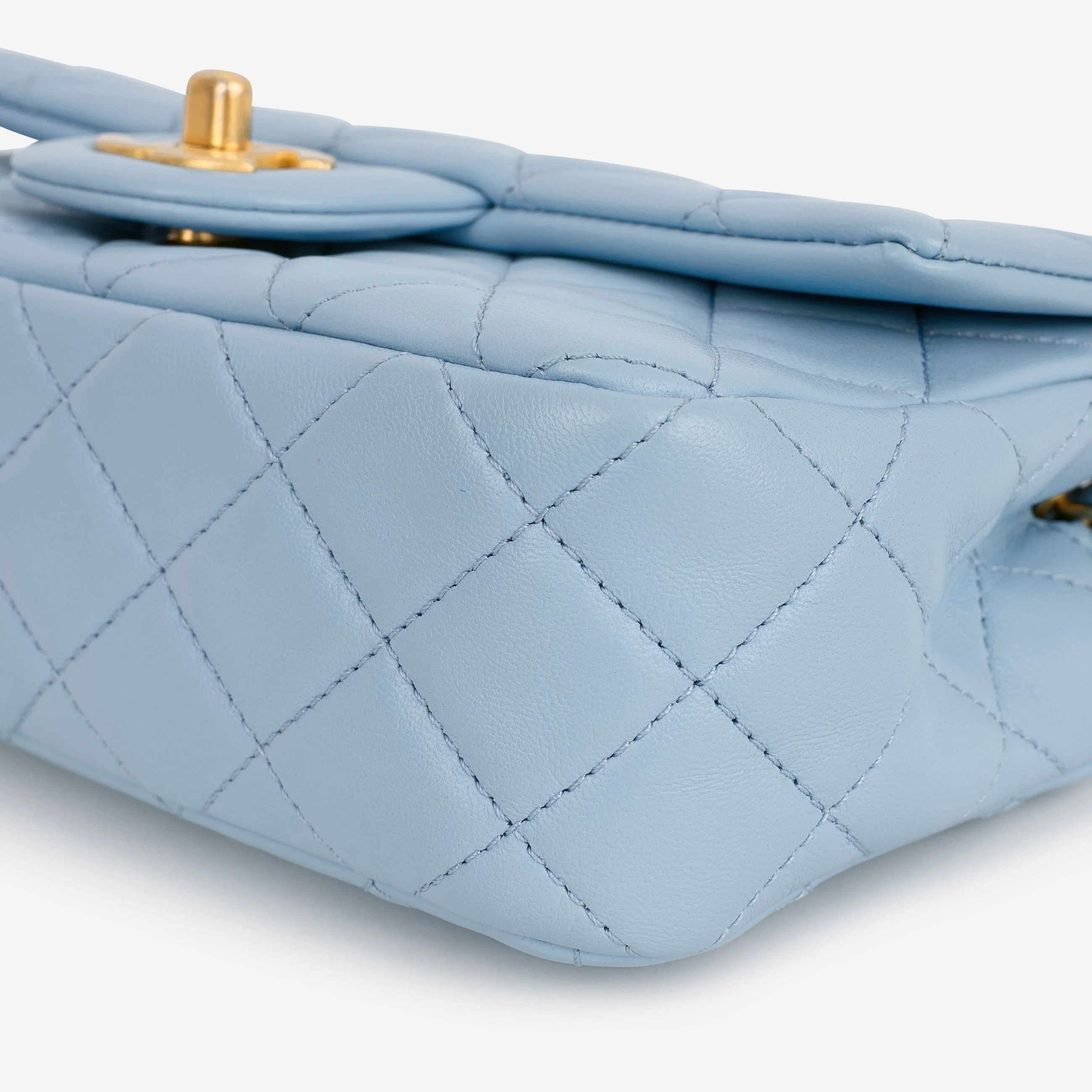 Chanel Mini Rectangular Pearl Crush - Blue Lambskin | Aged Gold Hardware - Image 6