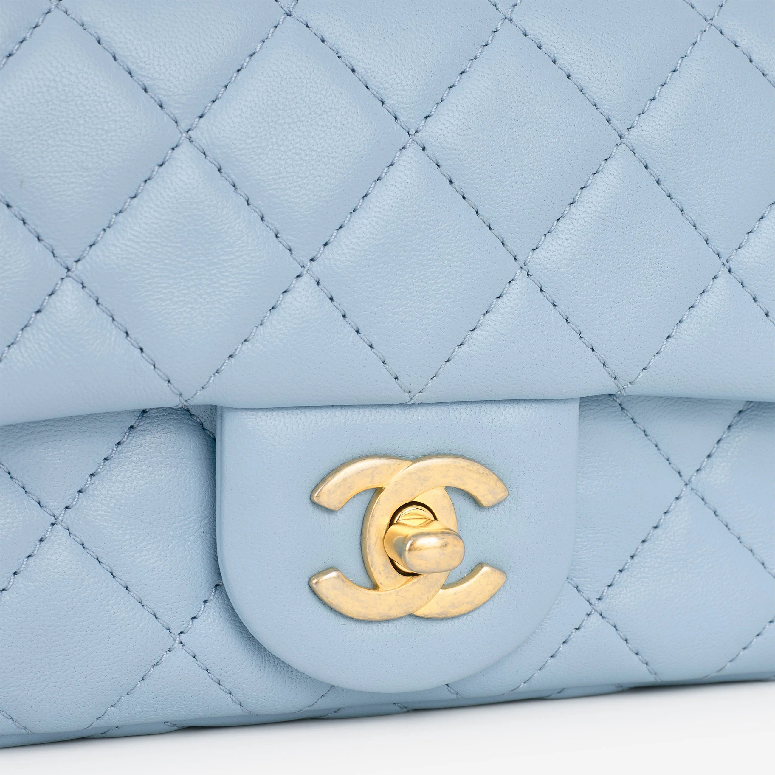 Chanel Mini Rectangular Pearl Crush - Blue Lambskin | Aged Gold Hardware - Image 8