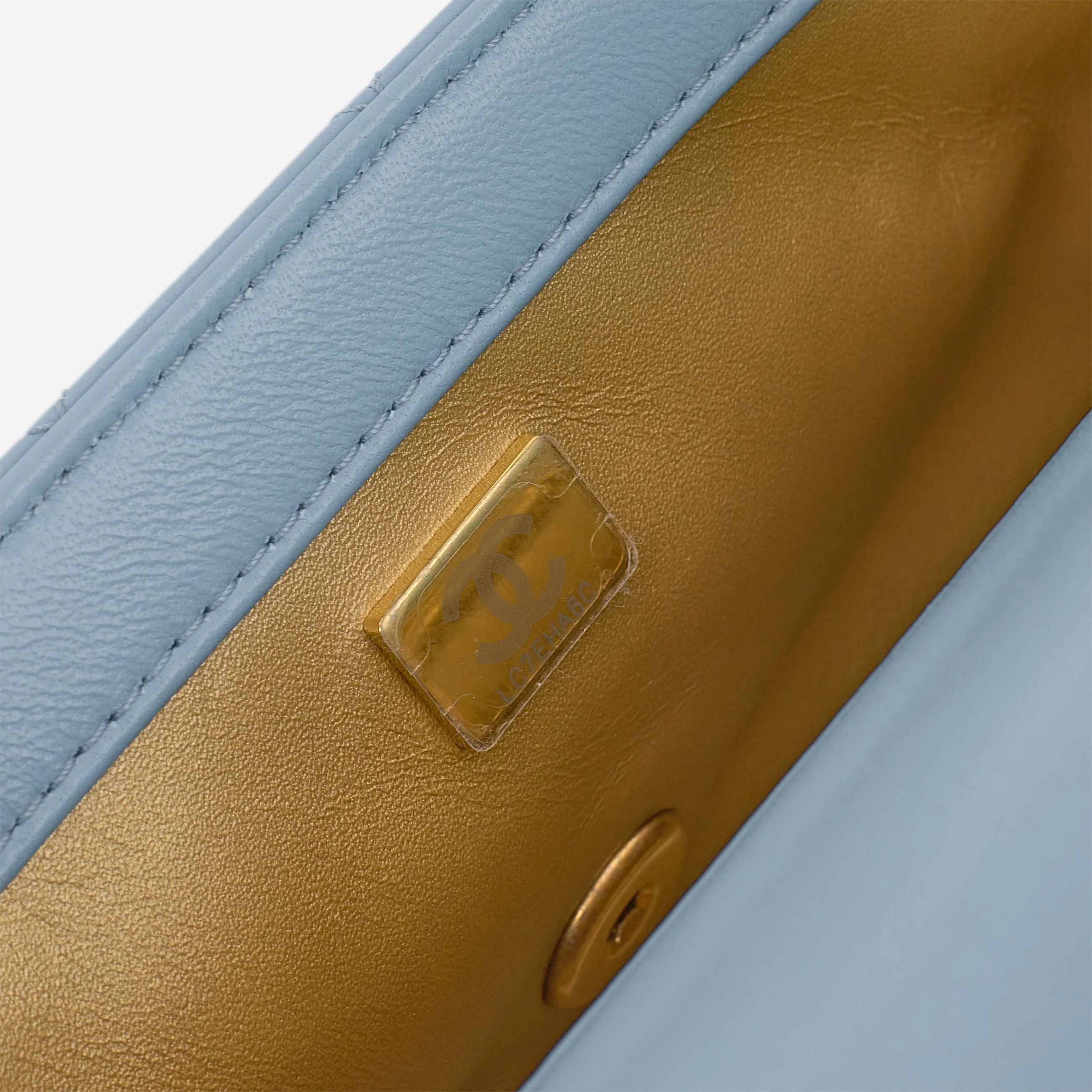 Chanel Mini Rectangular Pearl Crush - Blue Lambskin | Aged Gold Hardware - Image 9