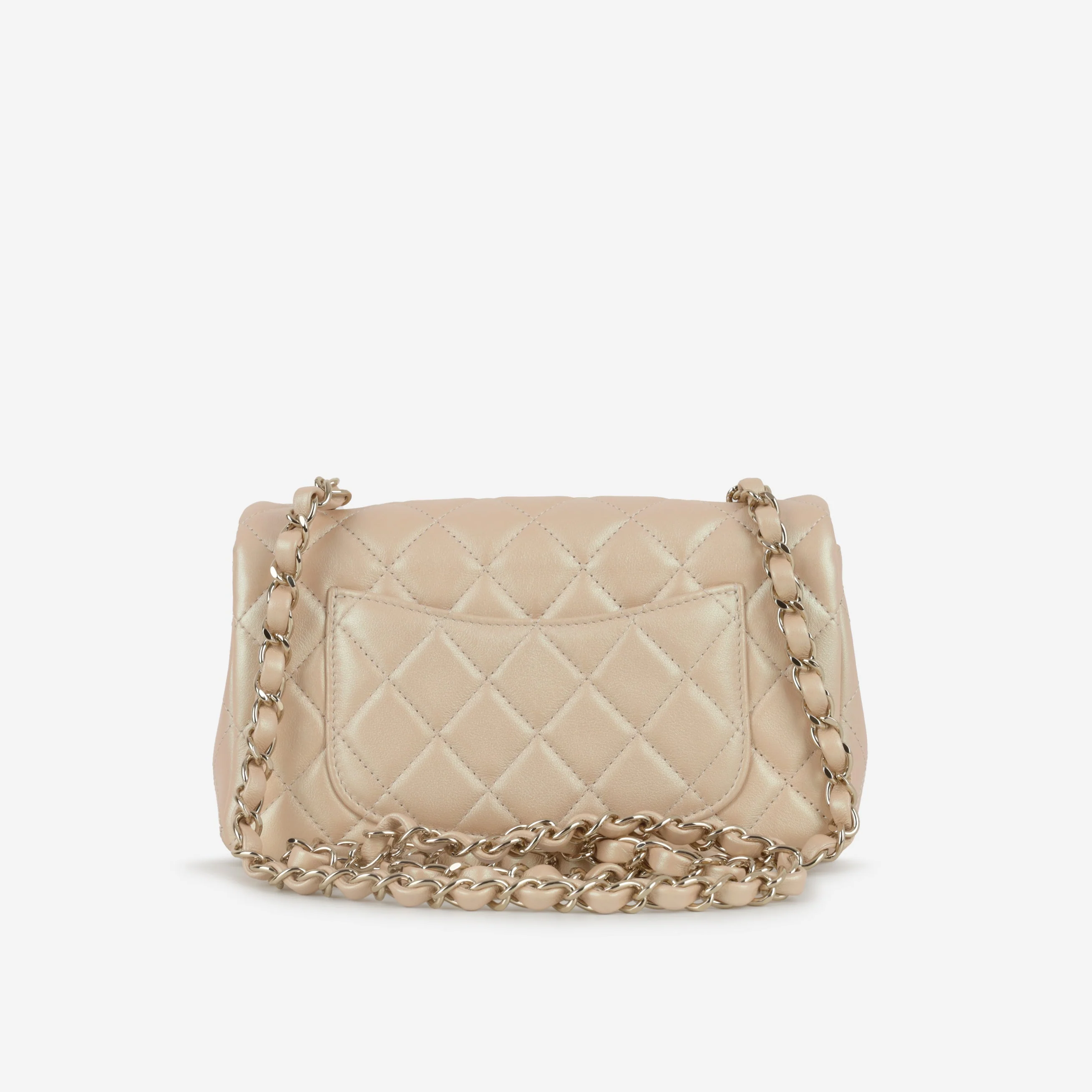 Chanel Mini Rectangular - Pearlescent Beige Lambskin | Champagne Gold Hardware - Image 3