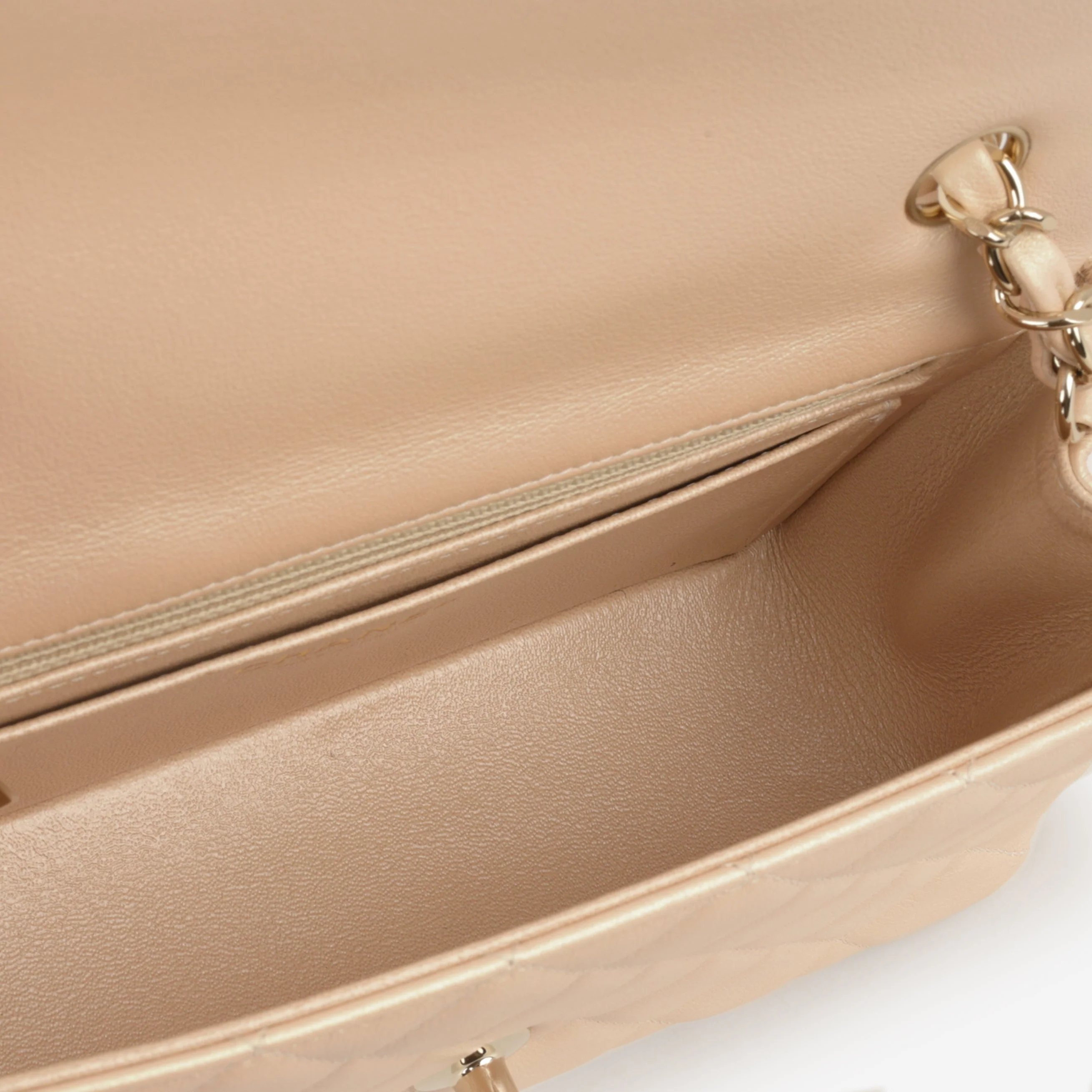 Chanel Mini Rectangular - Pearlescent Beige Lambskin | Champagne Gold Hardware - Image 5
