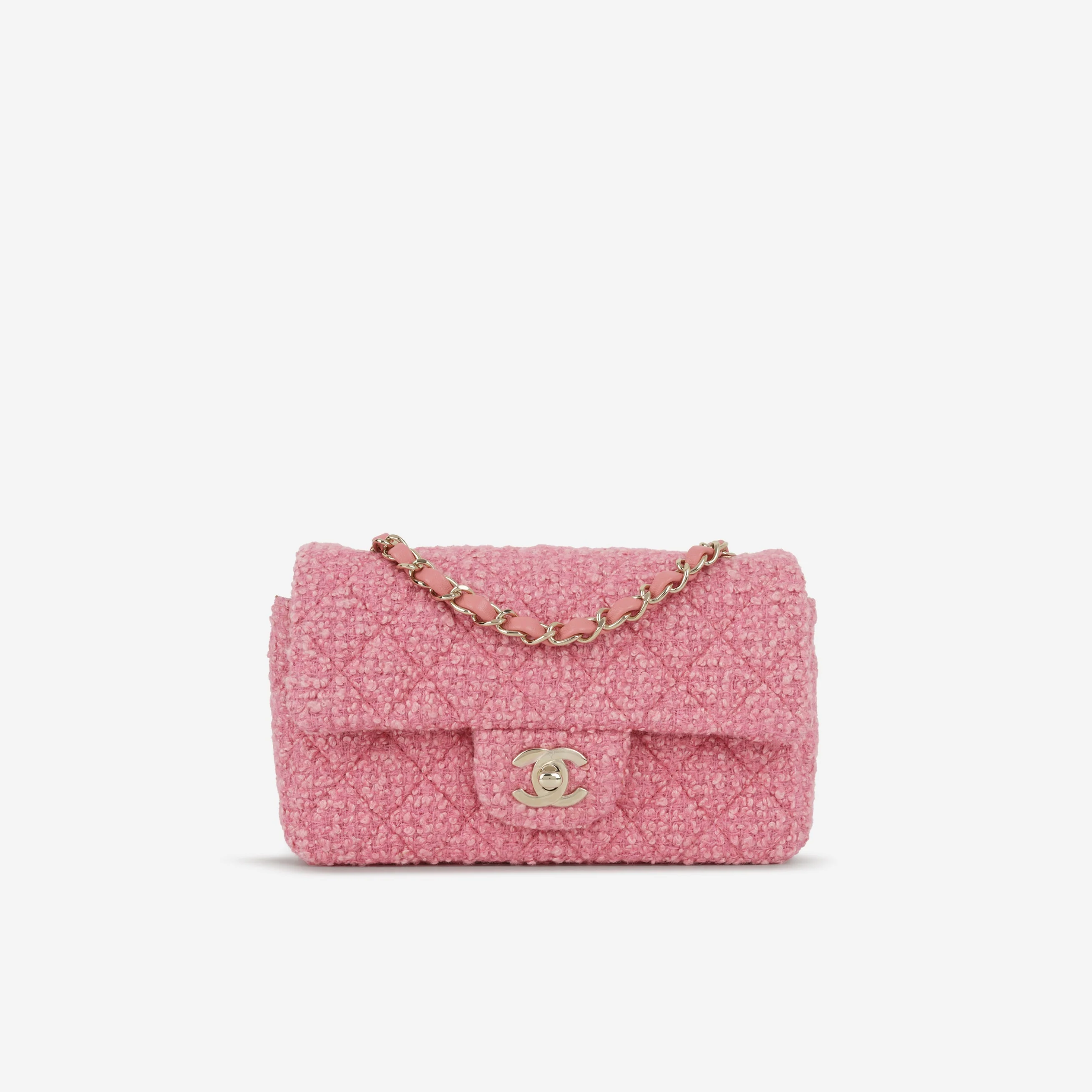 Chanel Mini Rectangular - Pink Tweed | Champagne Gold Hardware