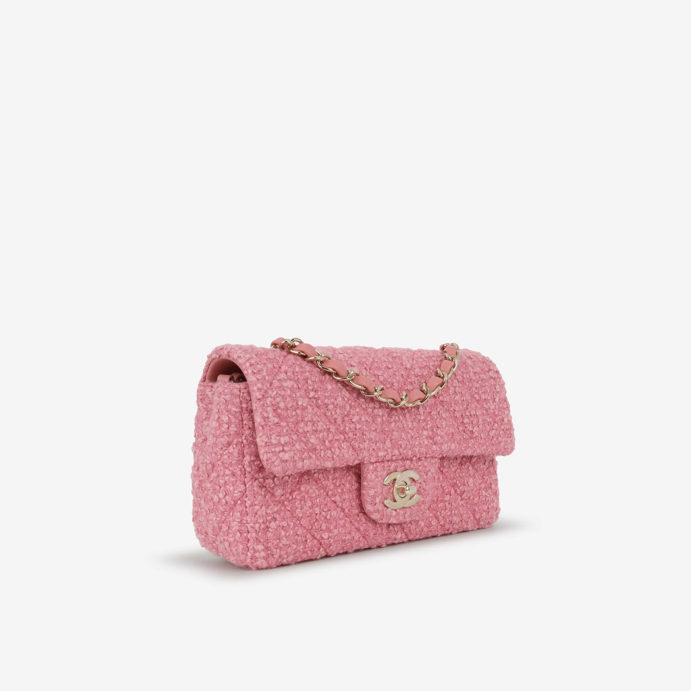 Chanel Mini Rectangular - Pink Tweed | Champagne Gold Hardware - Image 2