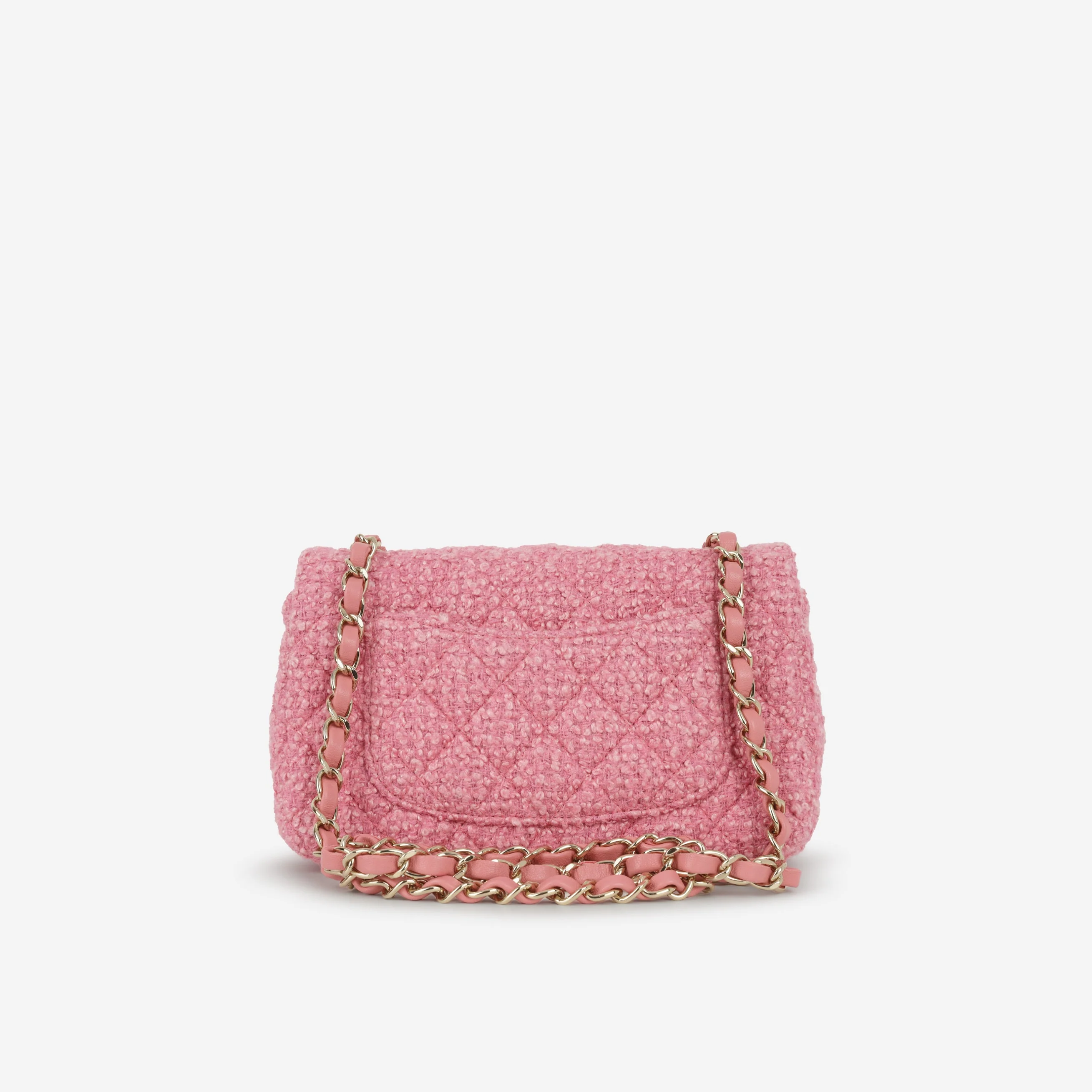 Chanel Mini Rectangular - Pink Tweed | Champagne Gold Hardware - Image 3
