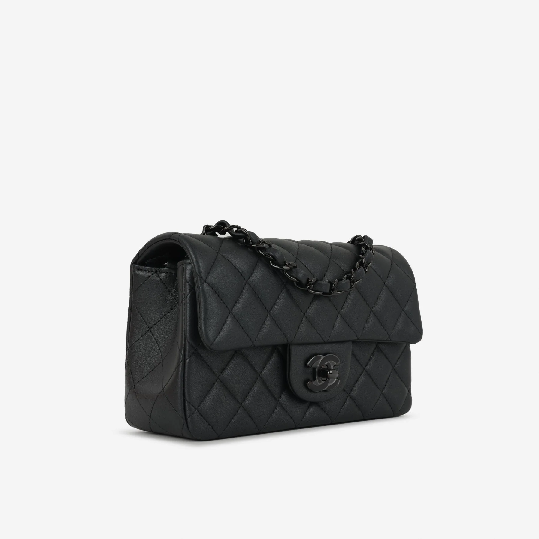 Chanel Mini Rectangular - So Black Iridescent Lambskin - Image 2