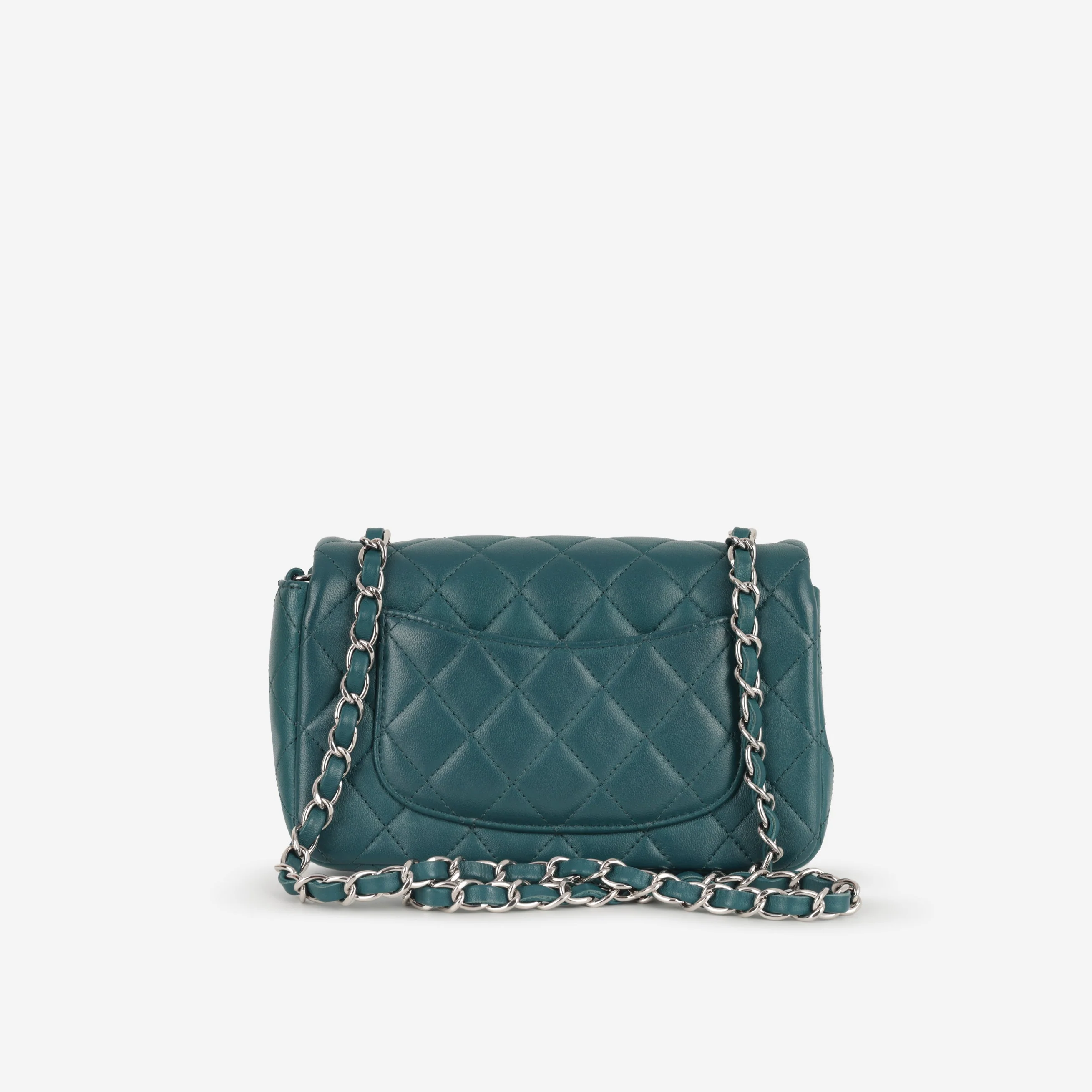 Chanel Mini Rectangular - Teal Lambskin | Silver Hardware - Image 3