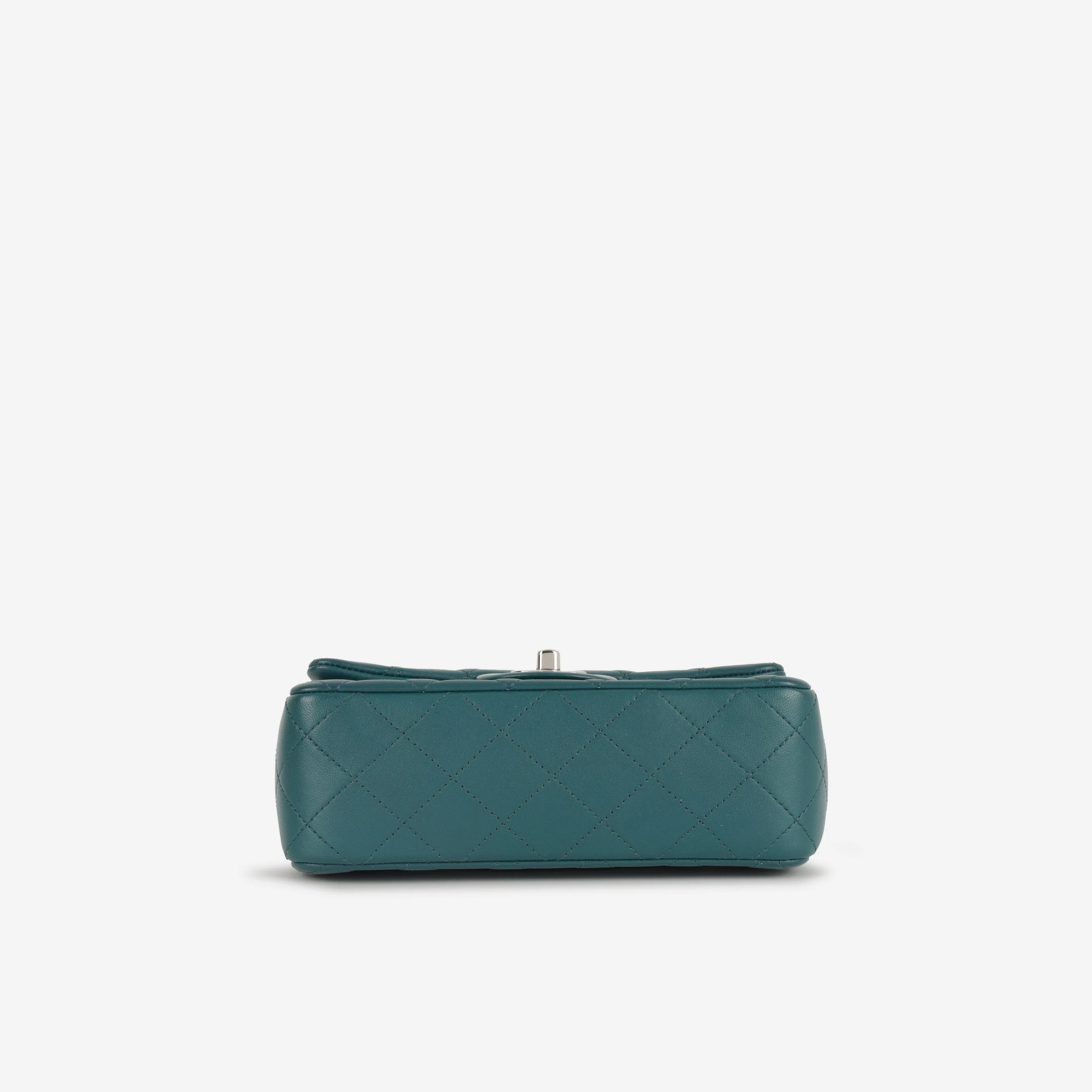 Chanel Mini Rectangular - Teal Lambskin | Silver Hardware - Image 4