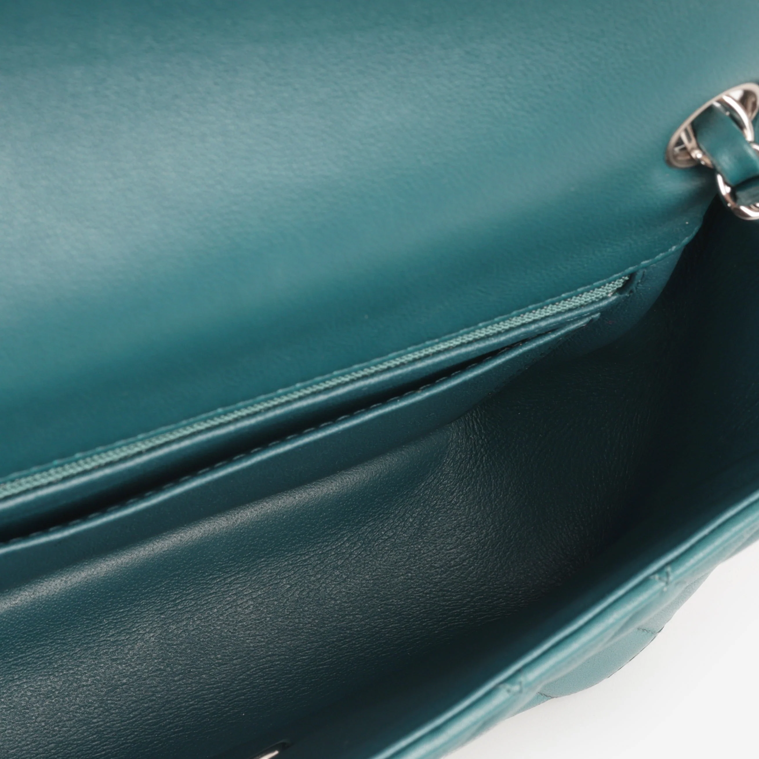Chanel Mini Rectangular - Teal Lambskin | Silver Hardware - Image 5