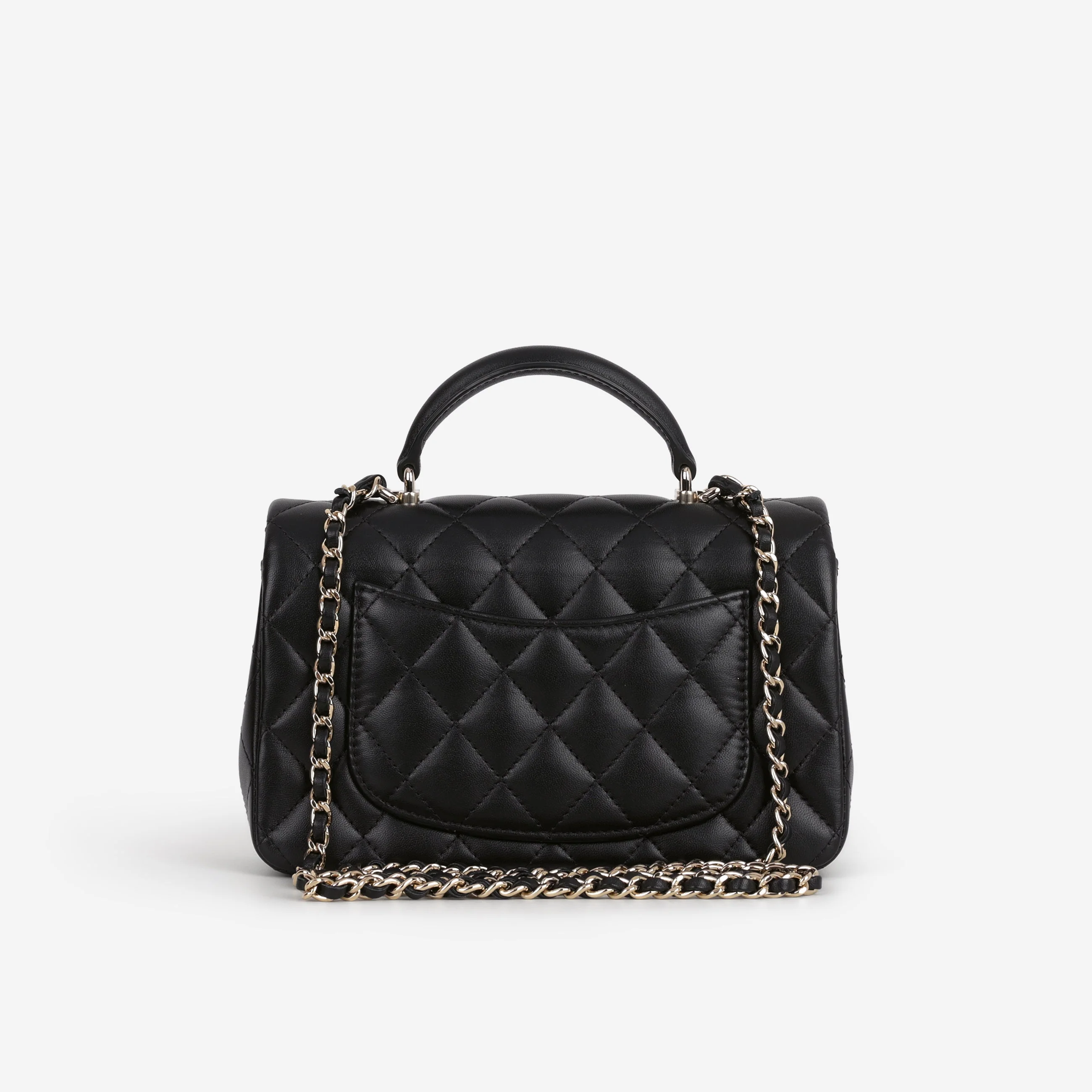 Chanel Mini Rectangular Top Handle - Black Lambskin | Champagne Gold Hardware - Image 3