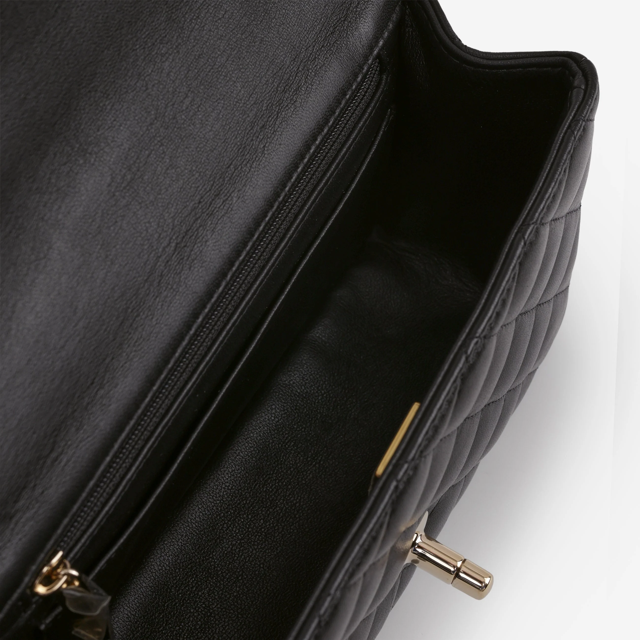Chanel Mini Rectangular Top Handle - Black Lambskin | Champagne Gold Hardware - Image 5