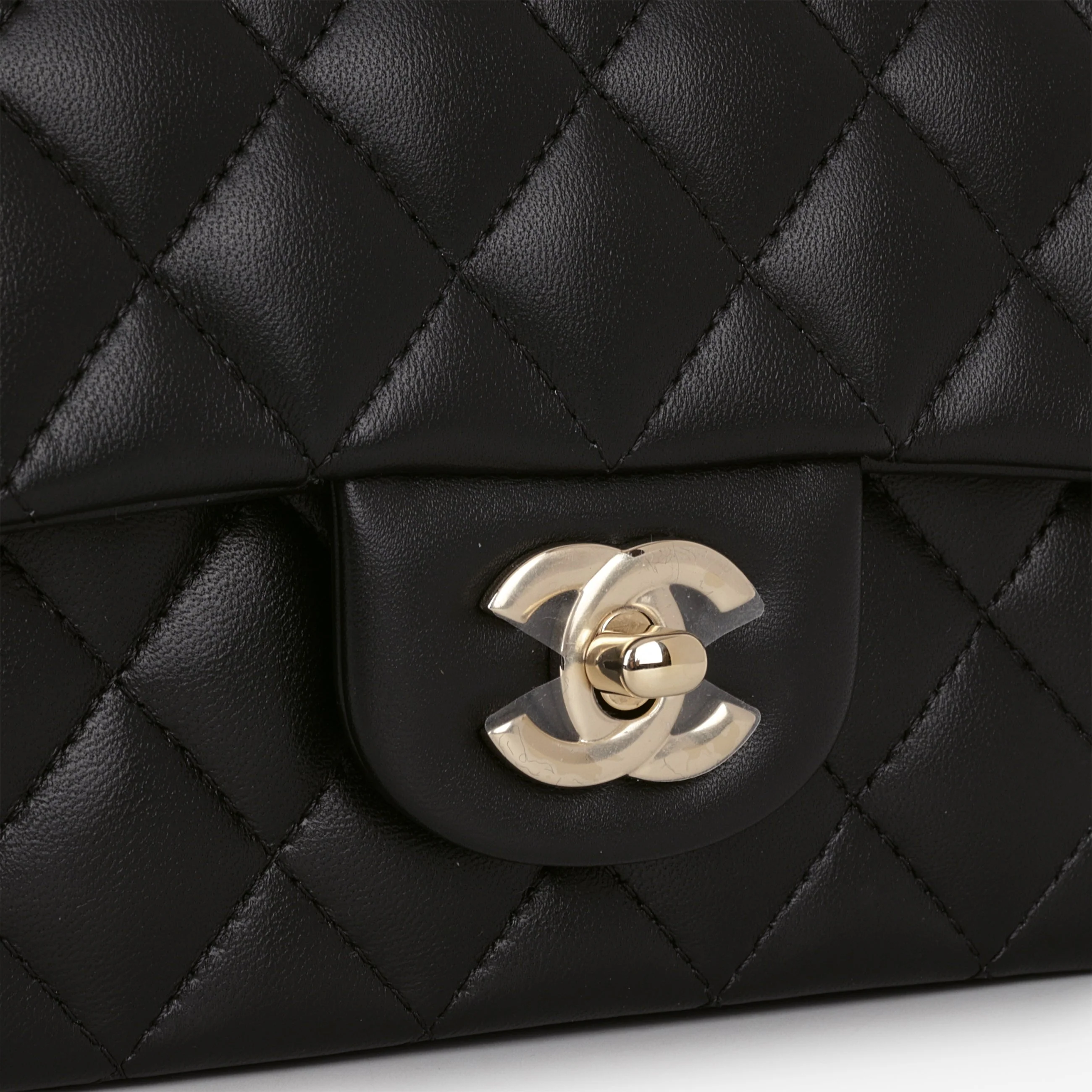 Chanel Mini Rectangular Top Handle - Black Lambskin | Champagne Gold Hardware - Image 7