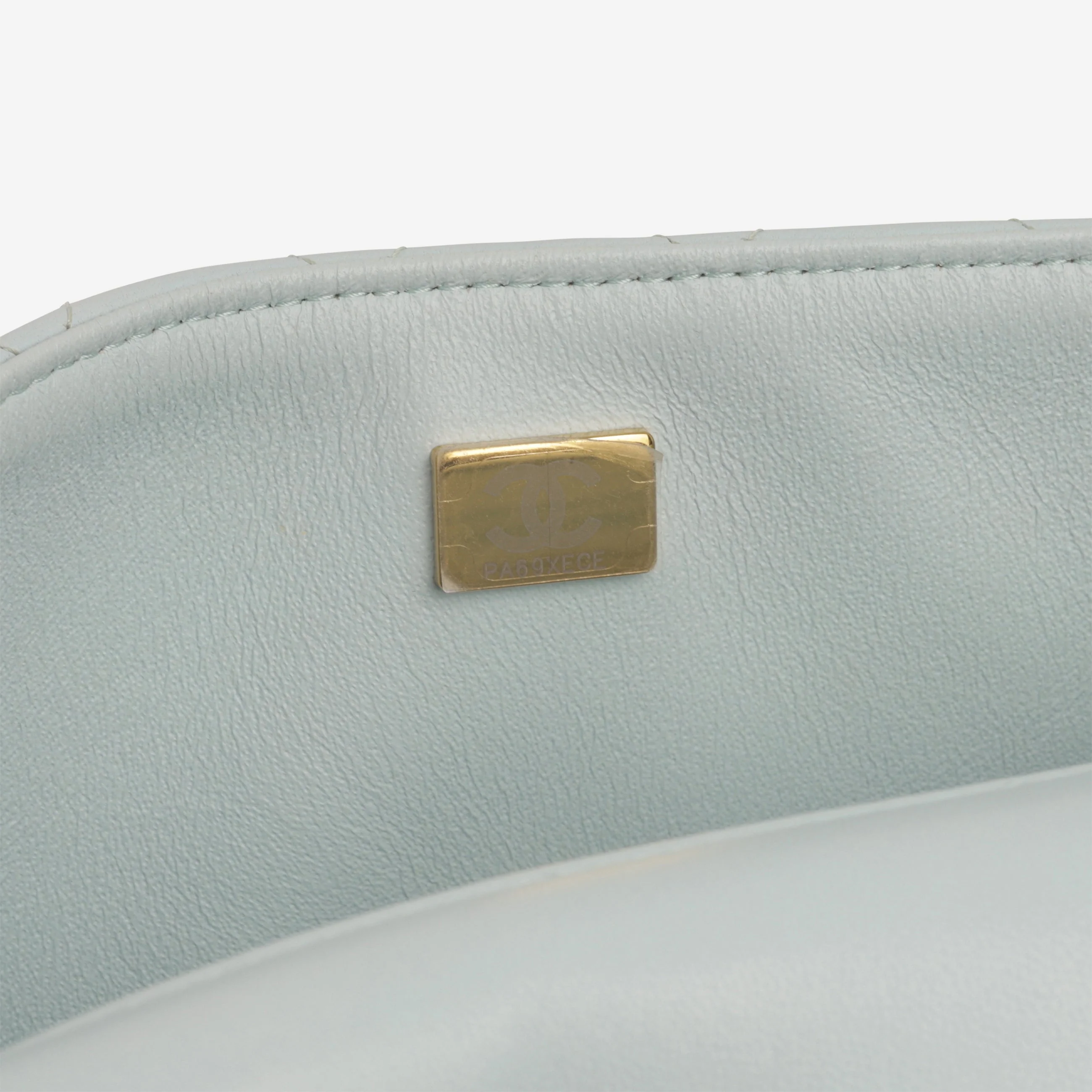 Chanel Mini Rectangular Top Handle - Blue Lambskin | Champagne Gold Hardware - Image 6