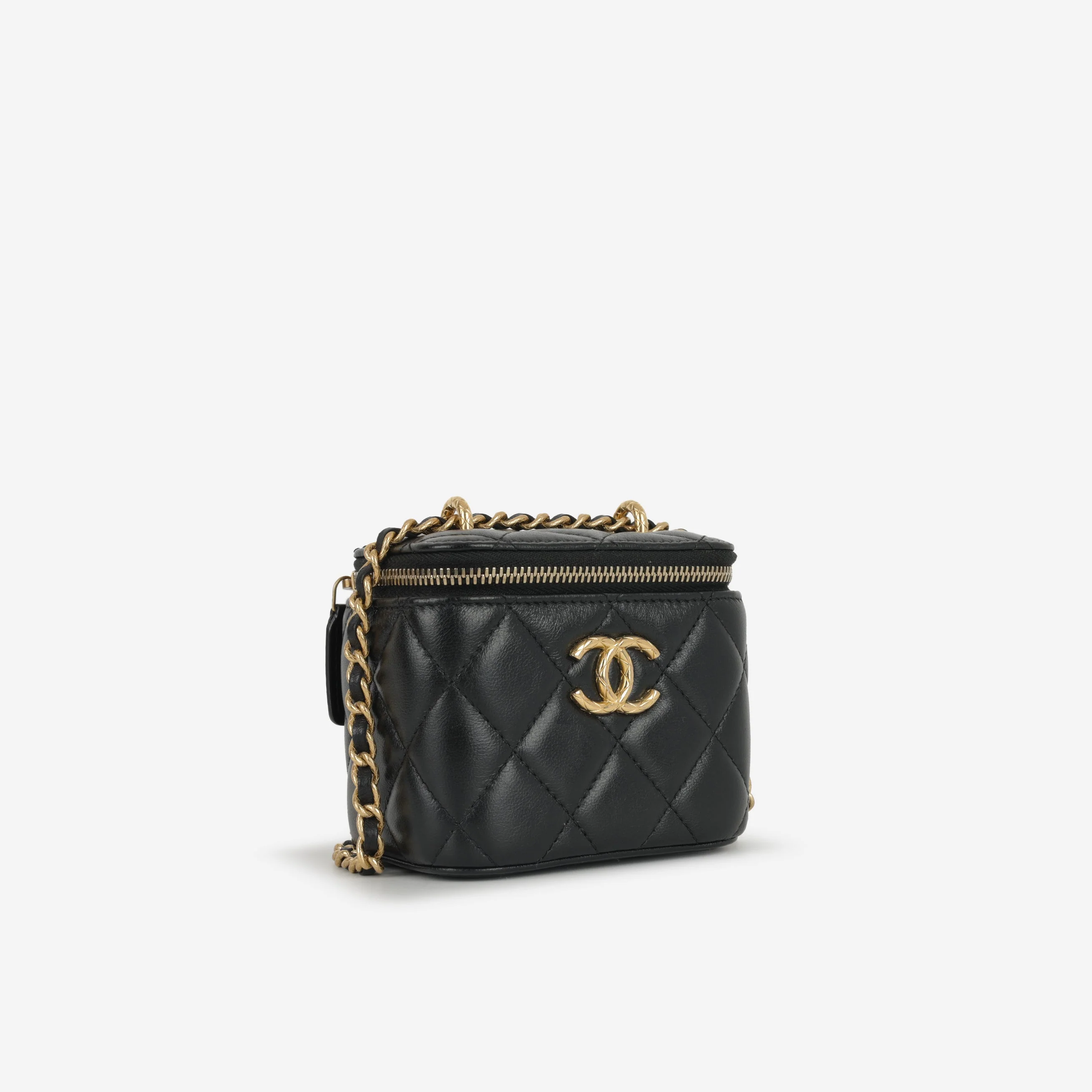 Chanel Mini Square Vanity on Chain - Black Lambskin | Gold Hardware - Image 2