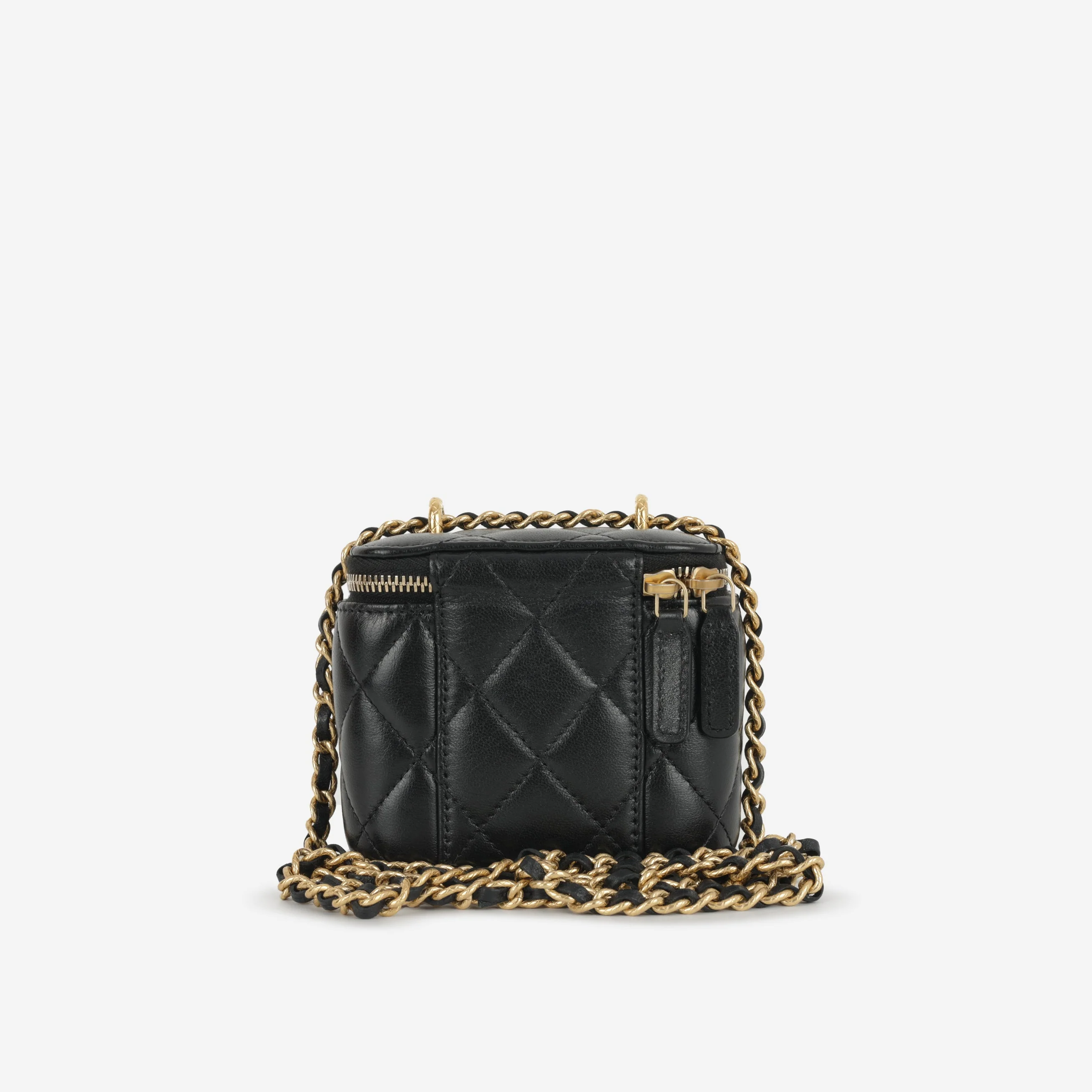 Chanel Mini Square Vanity on Chain - Black Lambskin | Gold Hardware - Image 3