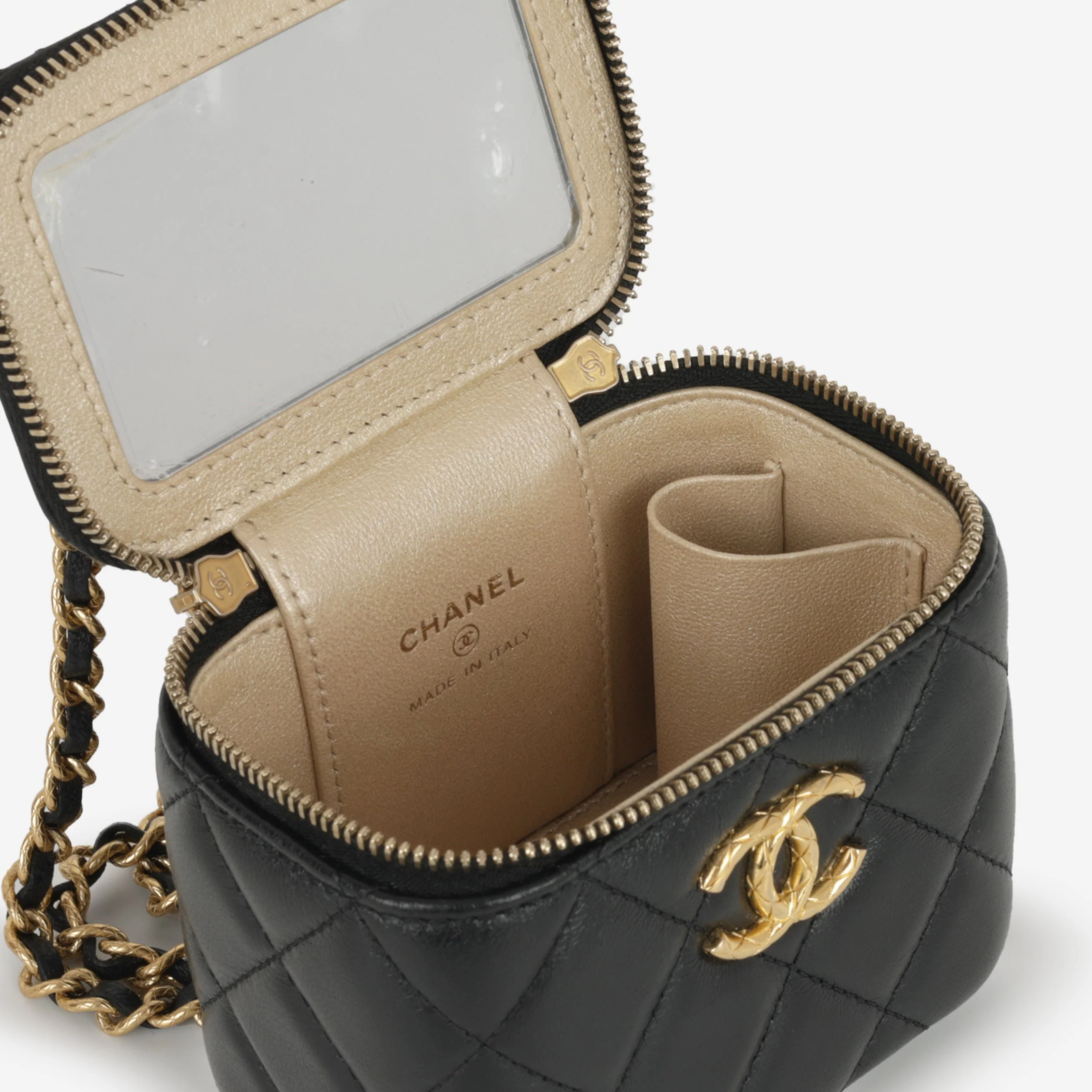 Chanel Mini Square Vanity on Chain - Black Lambskin | Gold Hardware - Image 5
