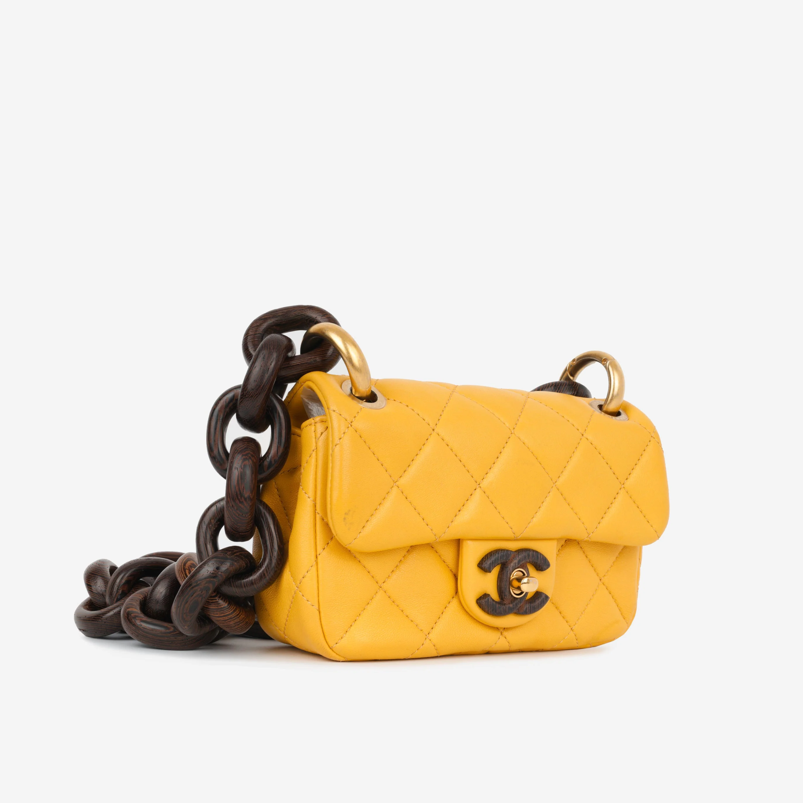 Chanel Mini Square Wenge Wood - Yellow Lambskin | Gold Hardware - Image 2