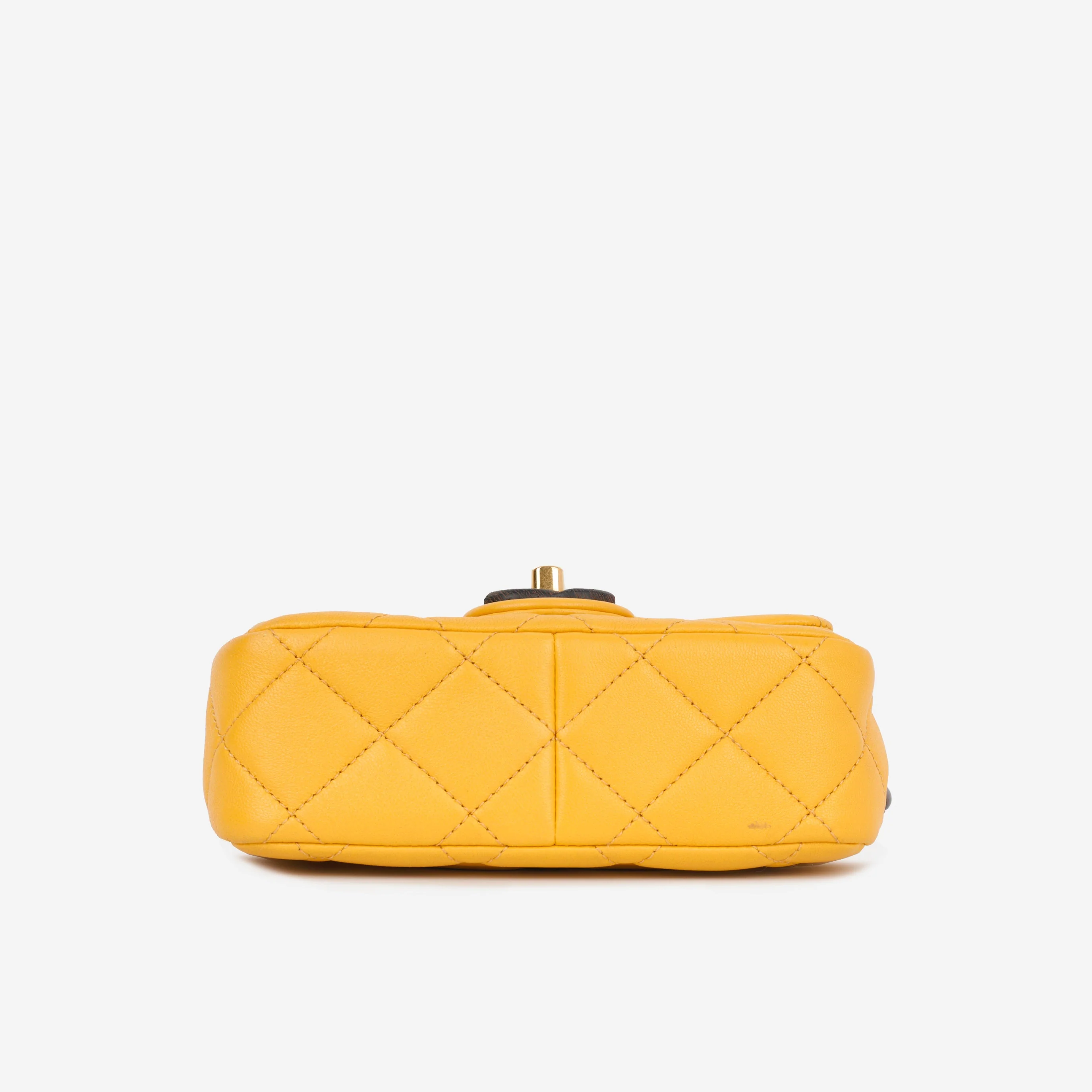 Chanel Mini Square Wenge Wood - Yellow Lambskin | Gold Hardware - Image 4