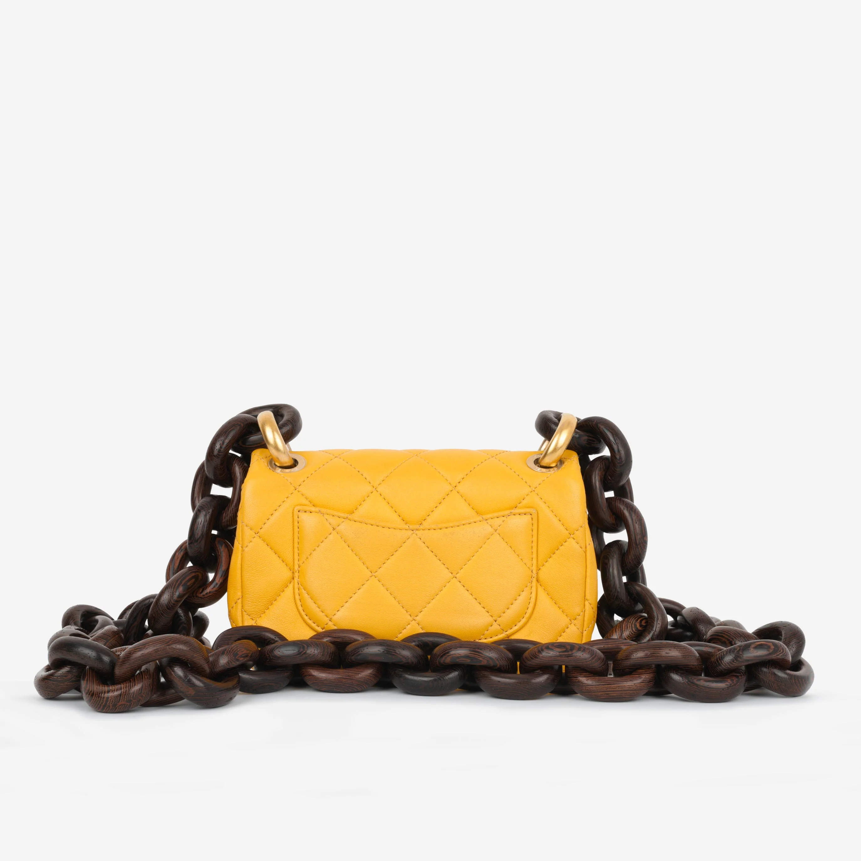 Chanel Mini Square Wenge Wood - Yellow Lambskin | Gold Hardware - Image 5