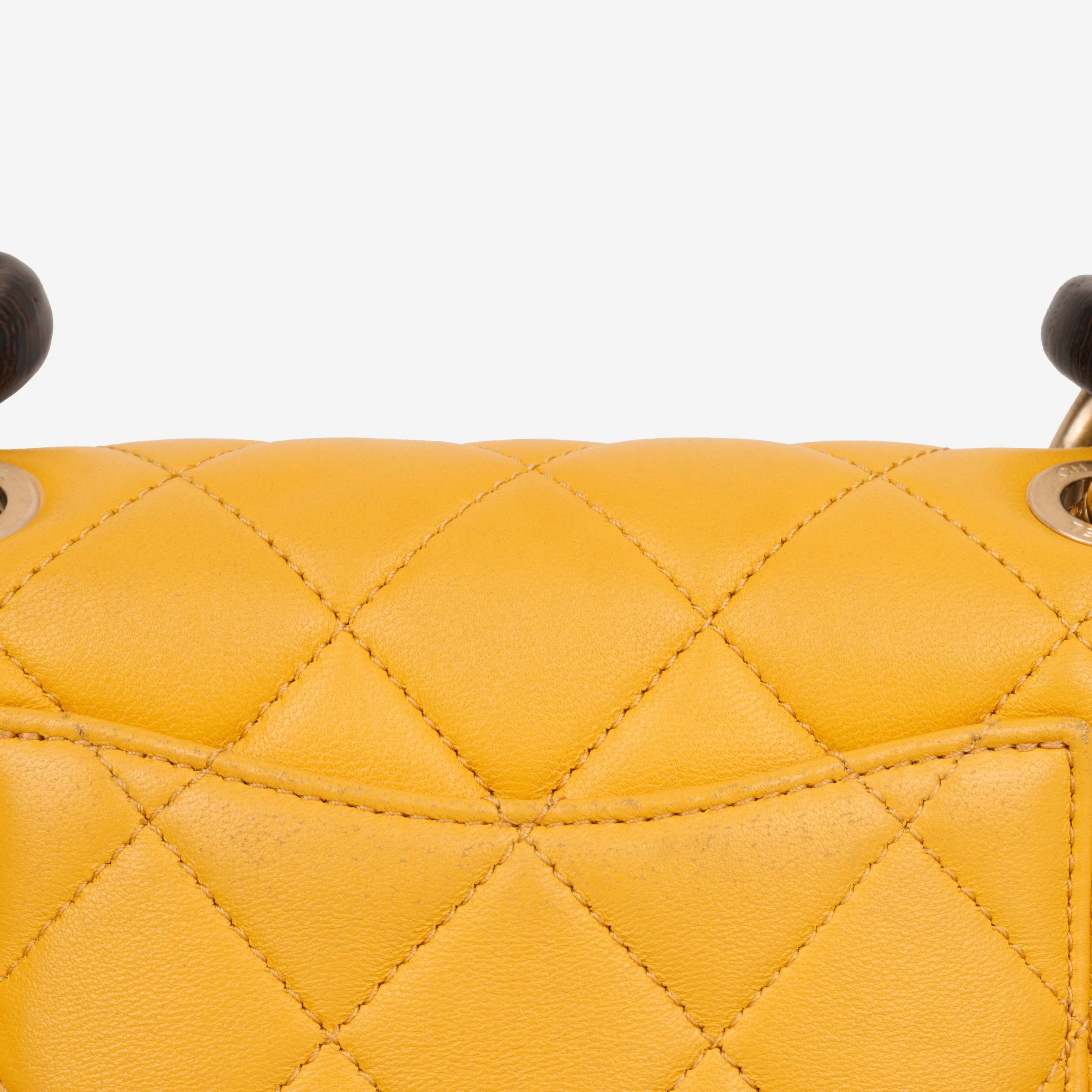 Chanel Mini Square Wenge Wood - Yellow Lambskin | Gold Hardware - Image 6
