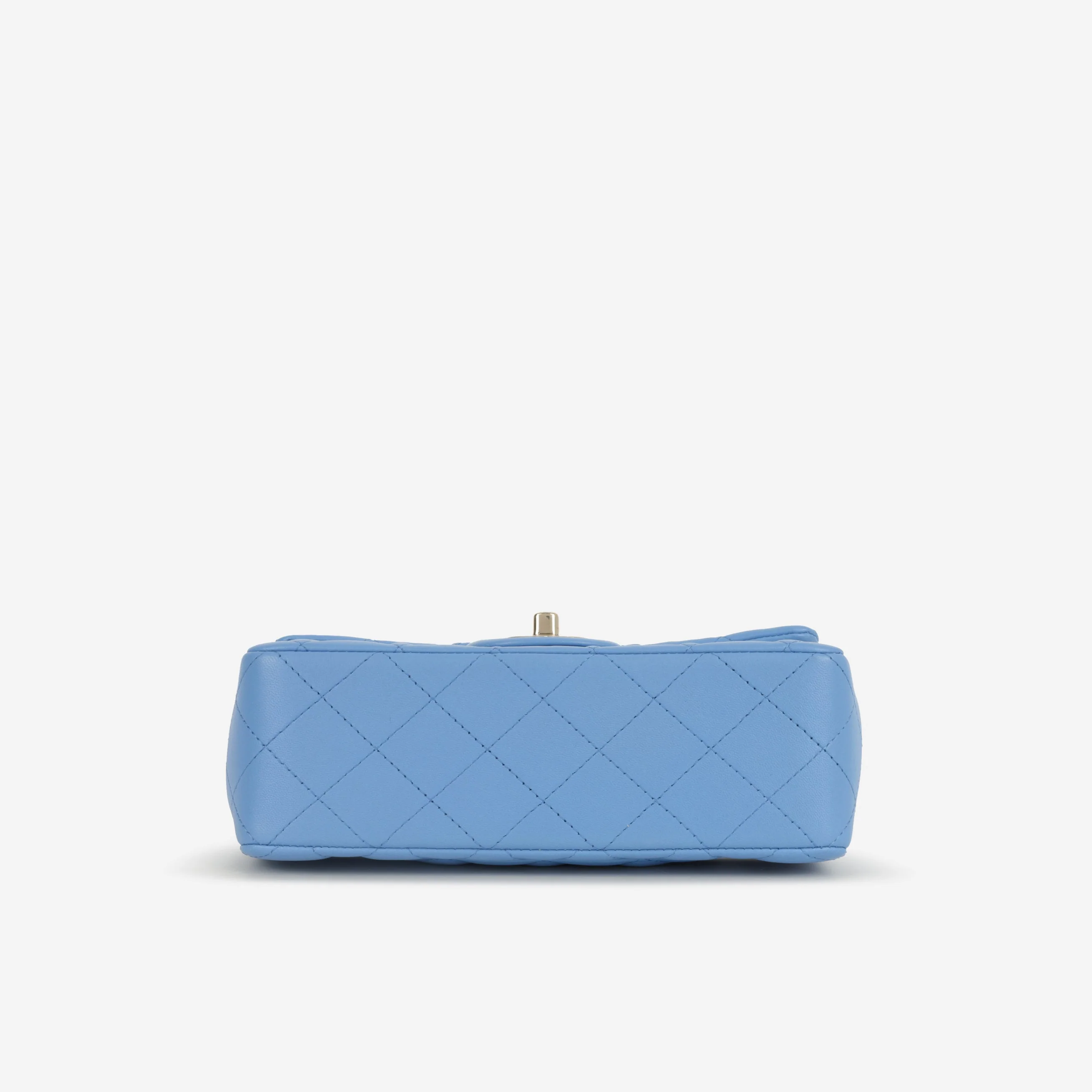 Chanel Mini Top Handle Flap - Blue Lambskin  | Champagne Gold Hardware - Image 4