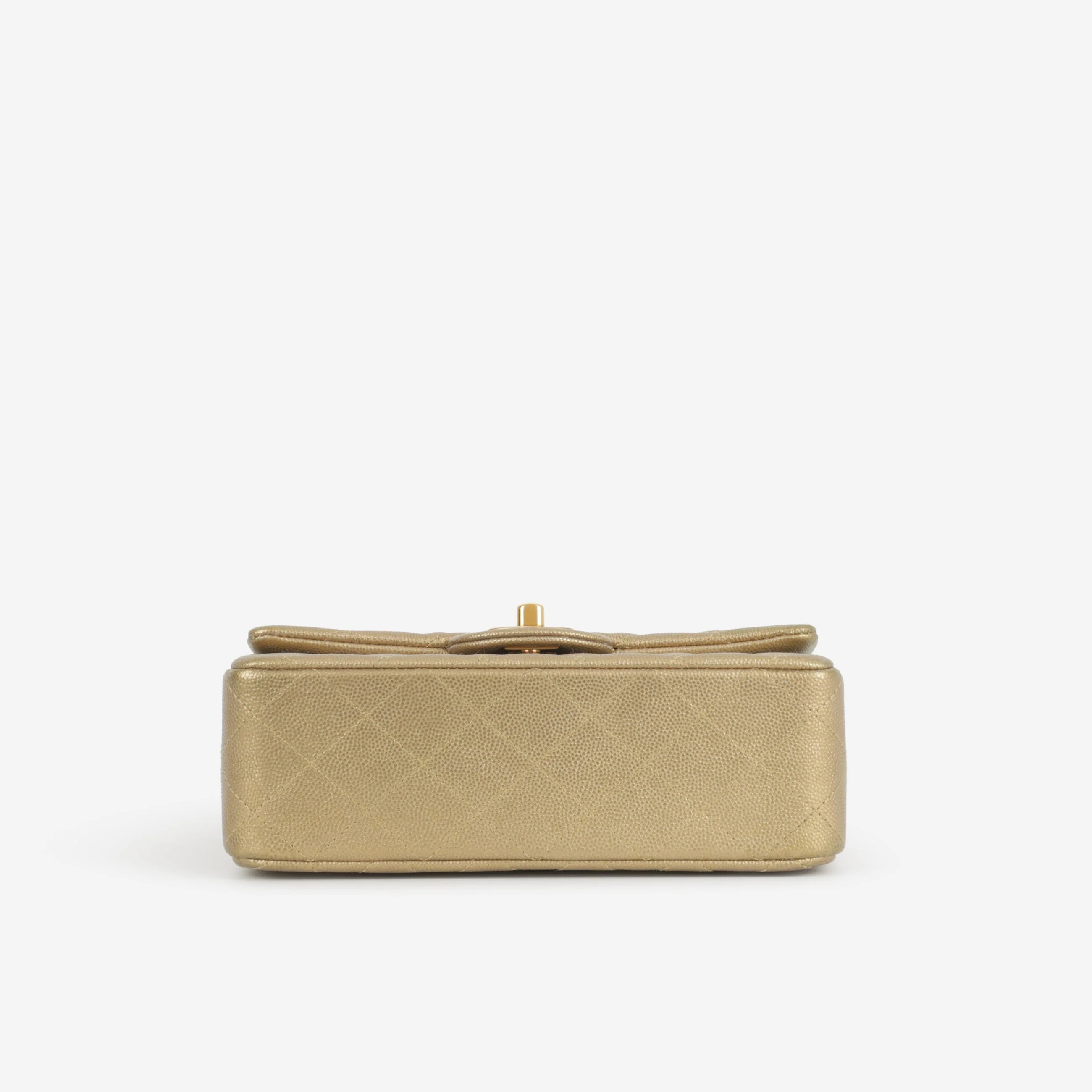 Chanel Mini Top Handle Flap - Gold Caviar  | Gold Hardware - Image 4