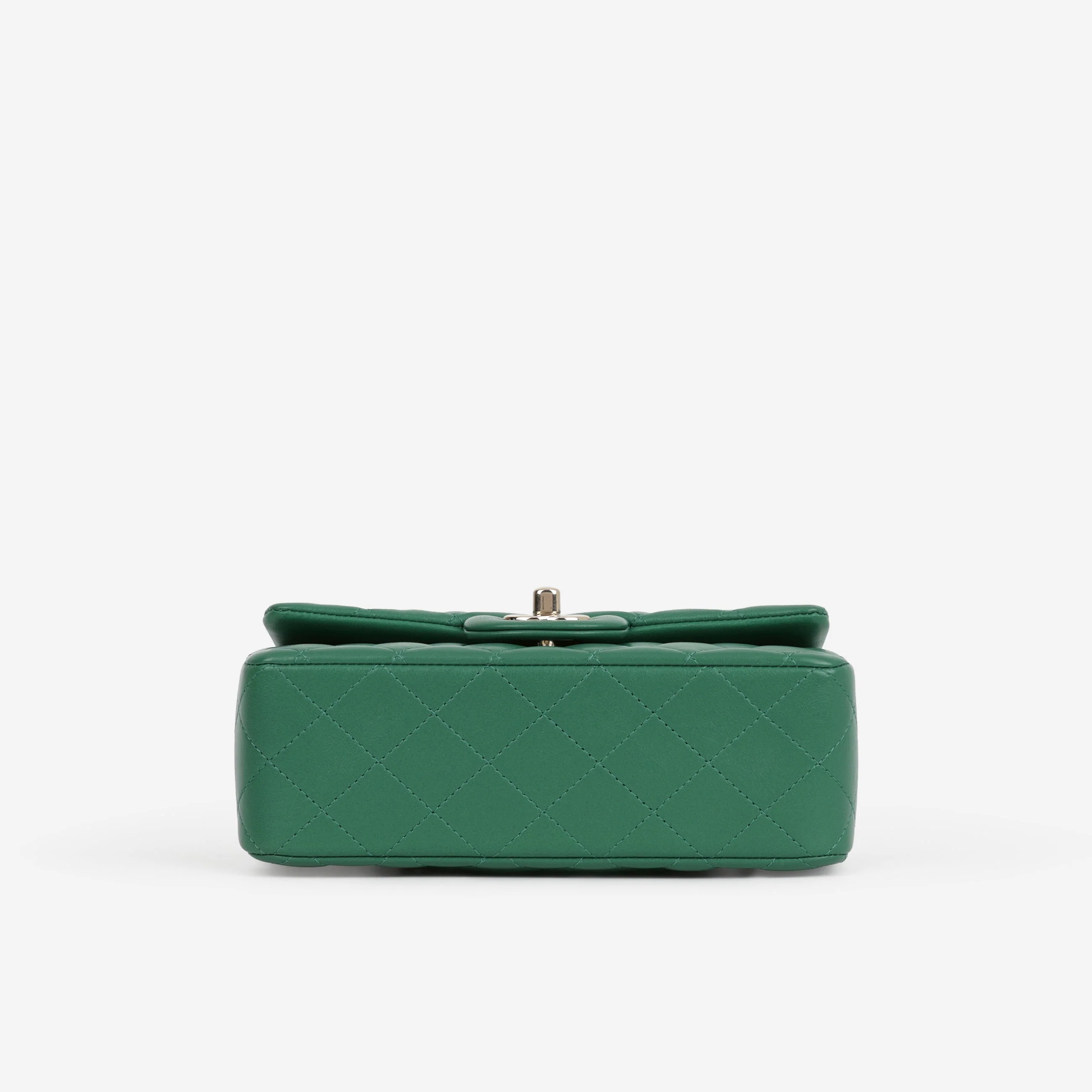 Chanel Mini Top Handle Flap - Green Lambskin  | Champagne Gold Hardware - Image 4
