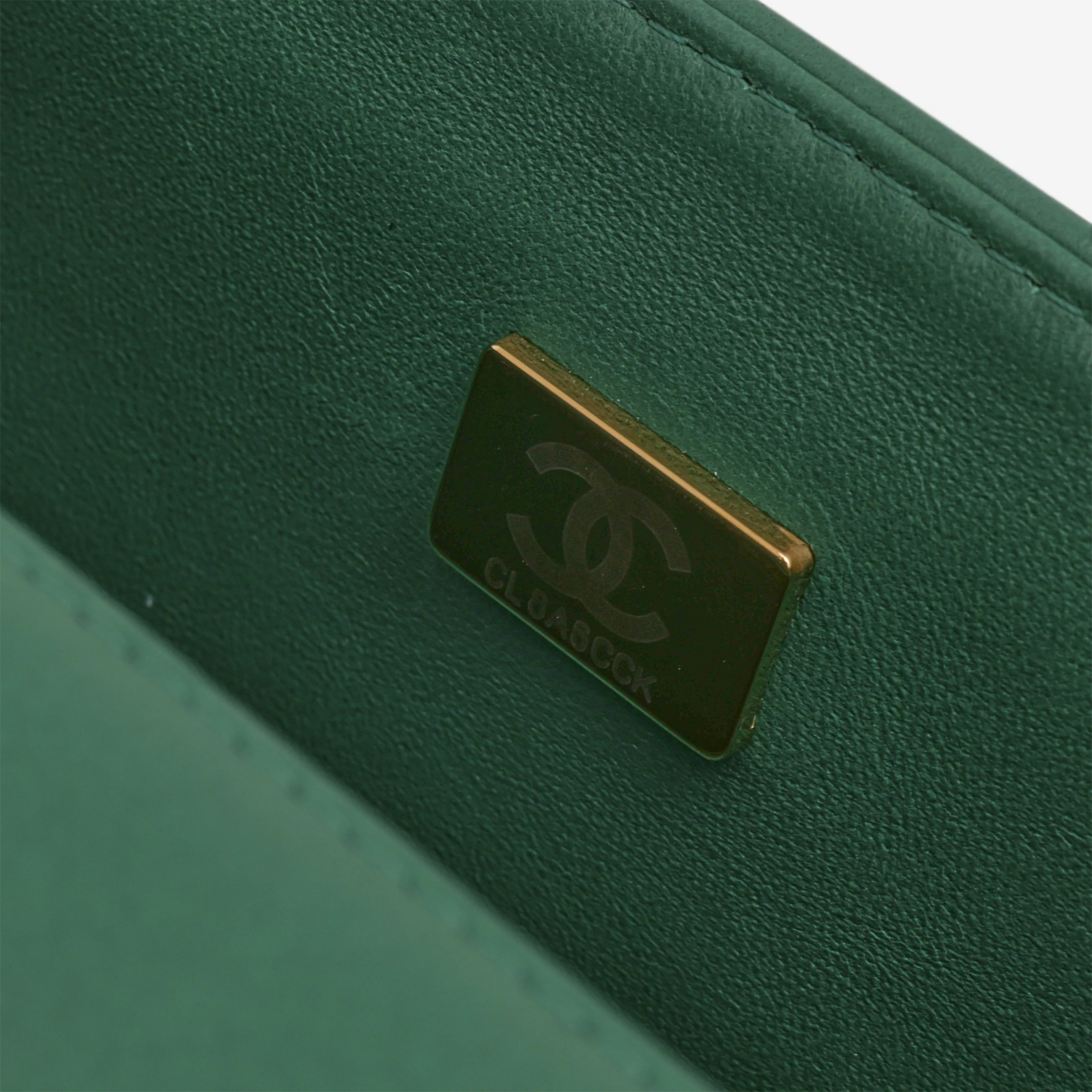 Chanel Mini Top Handle Flap - Green Lambskin  | Champagne Gold Hardware - Image 6