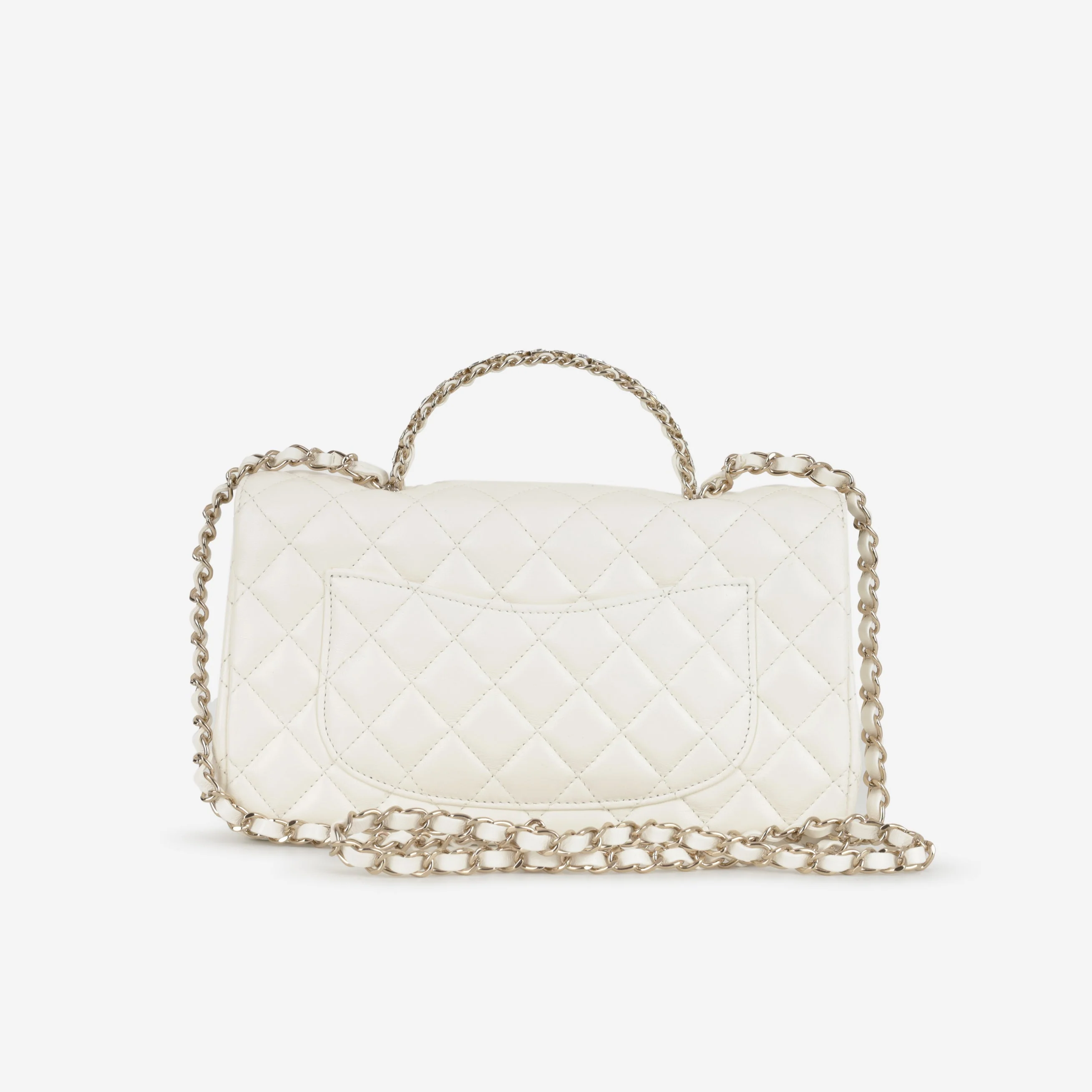 Chanel Mini Top Handle Flap with Strass - Ivory Lambskin  | Champagne Gold Hardware - Image 3