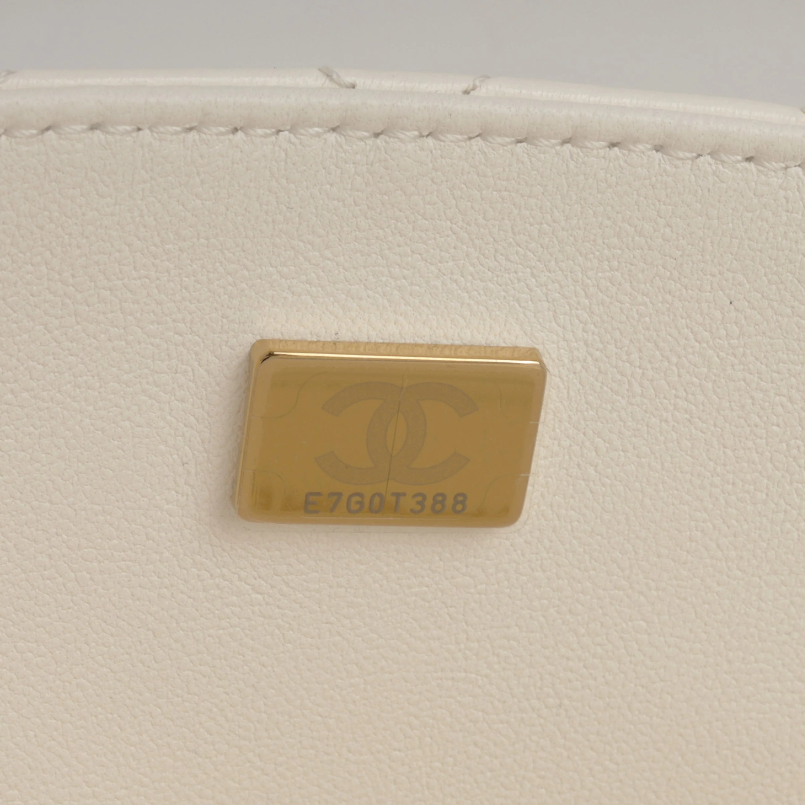 Chanel Mini Top Handle Flap with Strass - Ivory Lambskin  | Champagne Gold Hardware - Image 7