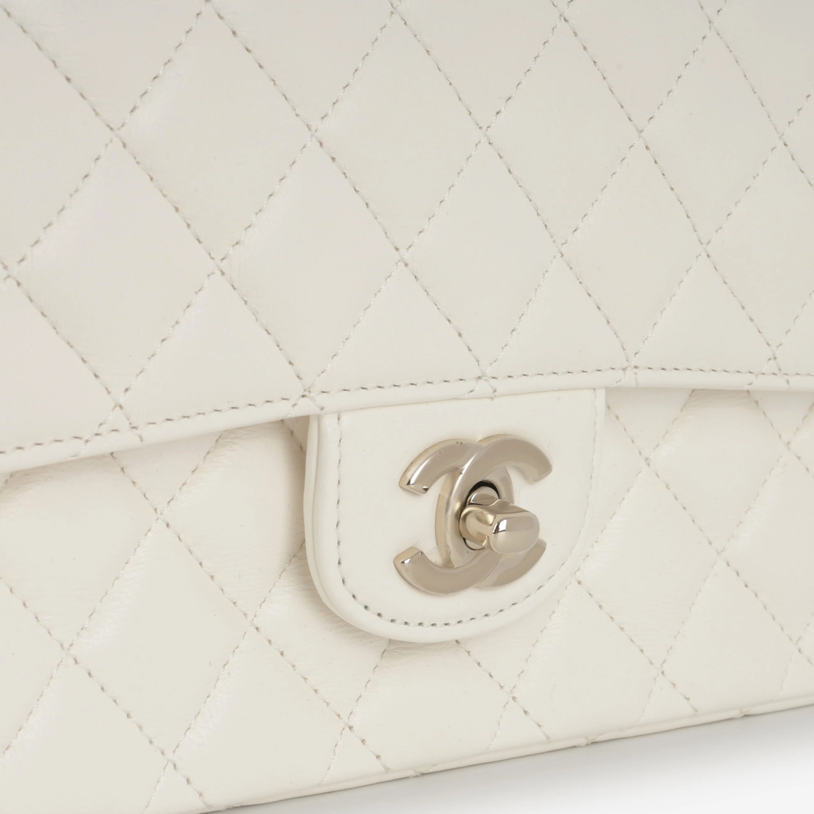 Chanel Mini Top Handle Flap with Strass - Ivory Lambskin  | Champagne Gold Hardware - Image 8