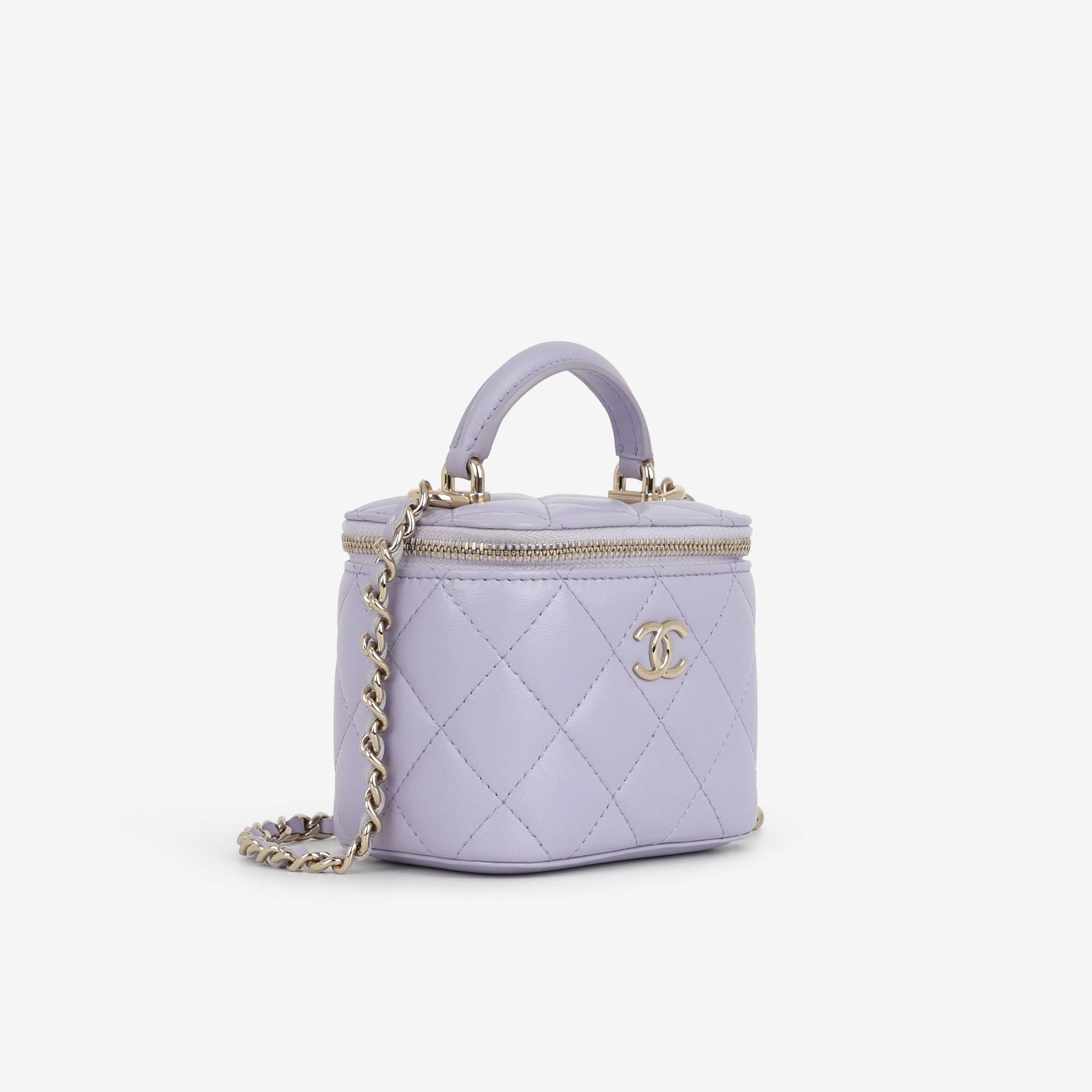 Chanel Mini Top Handle Vanity - Lilac Lambskin | Champagne Gold Hardware - Image 2