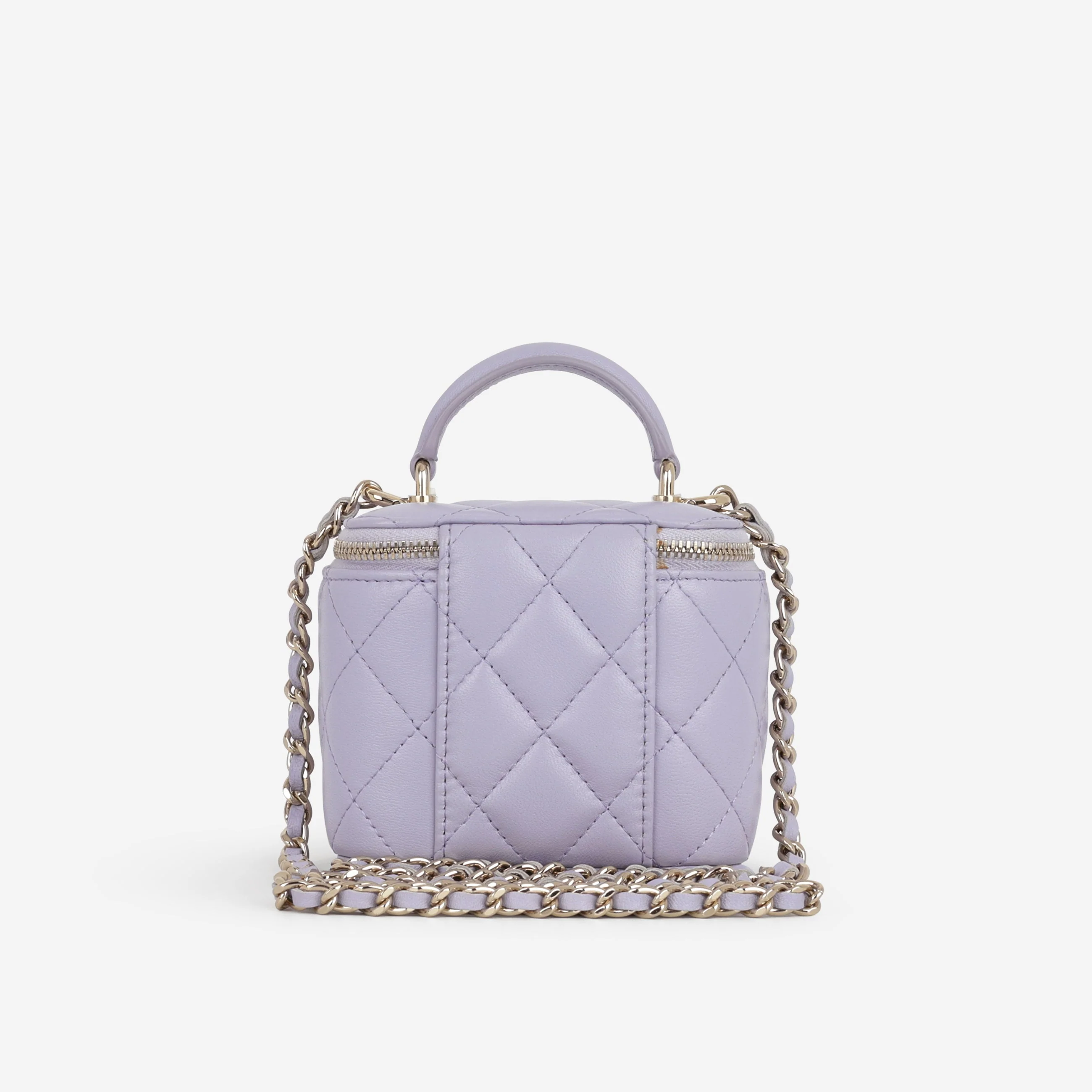 Chanel Mini Top Handle Vanity - Lilac Lambskin | Champagne Gold Hardware - Image 4