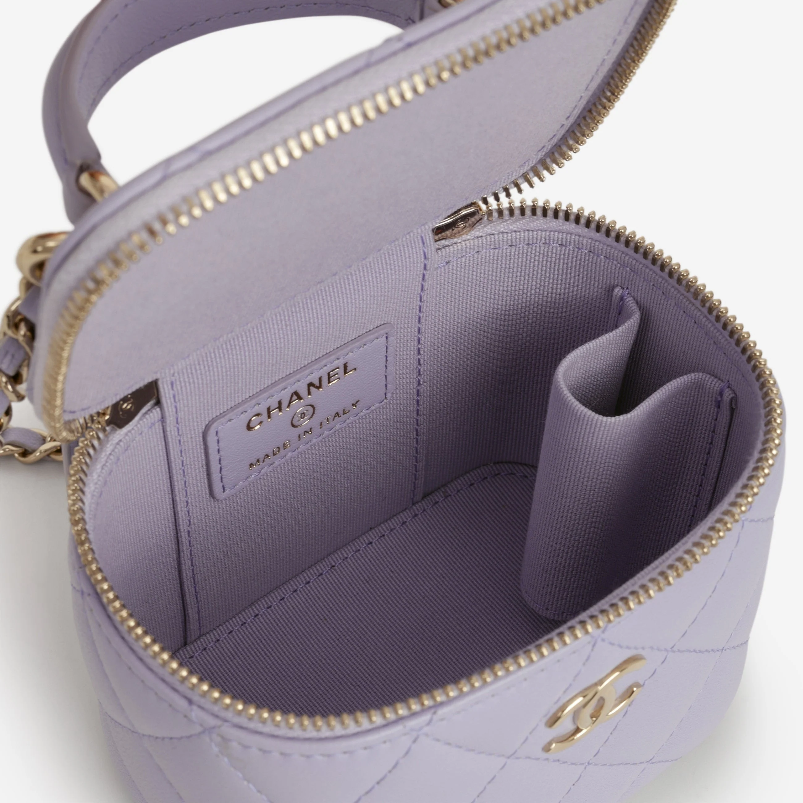 Chanel Mini Top Handle Vanity - Lilac Lambskin | Champagne Gold Hardware - Image 5