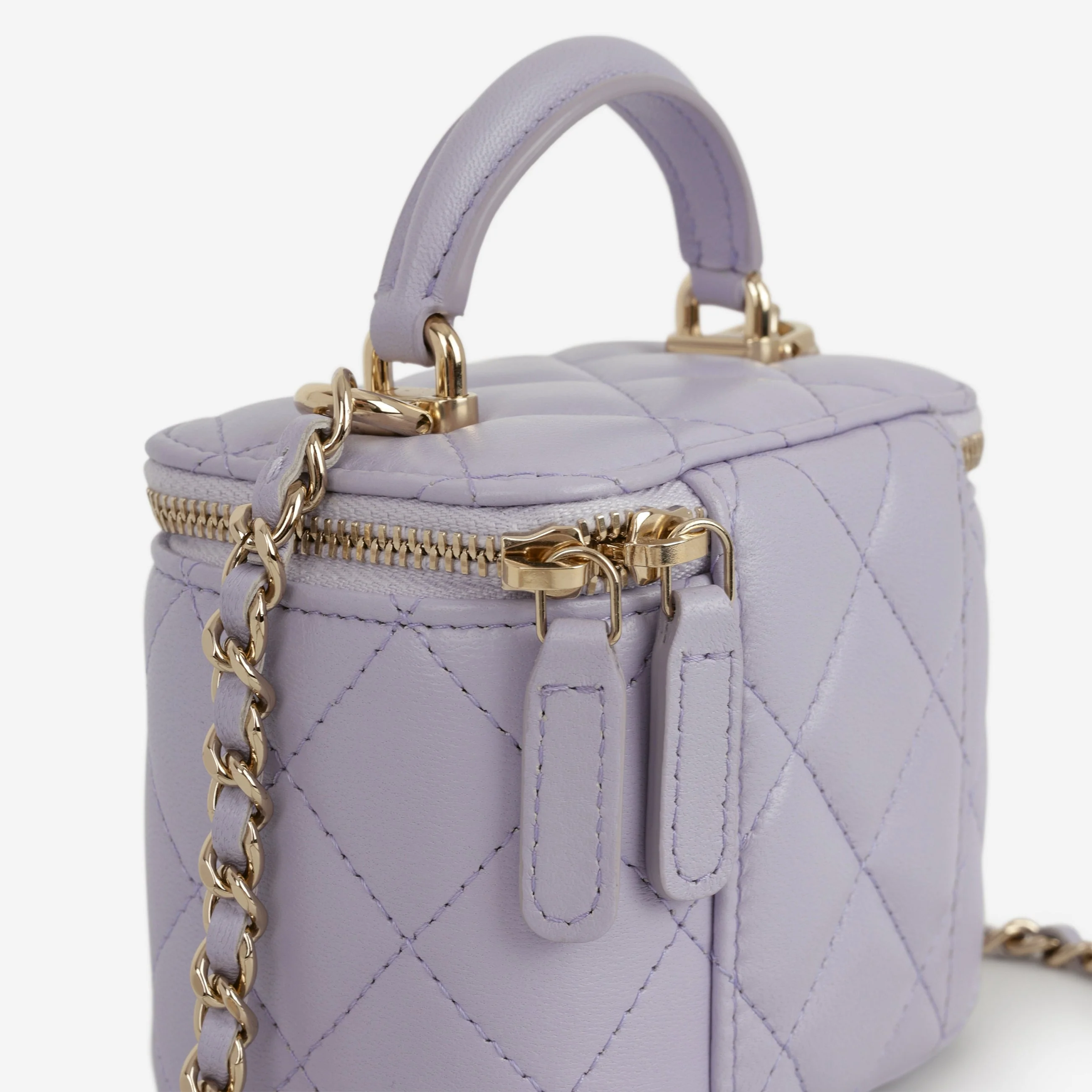 Chanel Mini Top Handle Vanity - Lilac Lambskin | Champagne Gold Hardware - Image 6