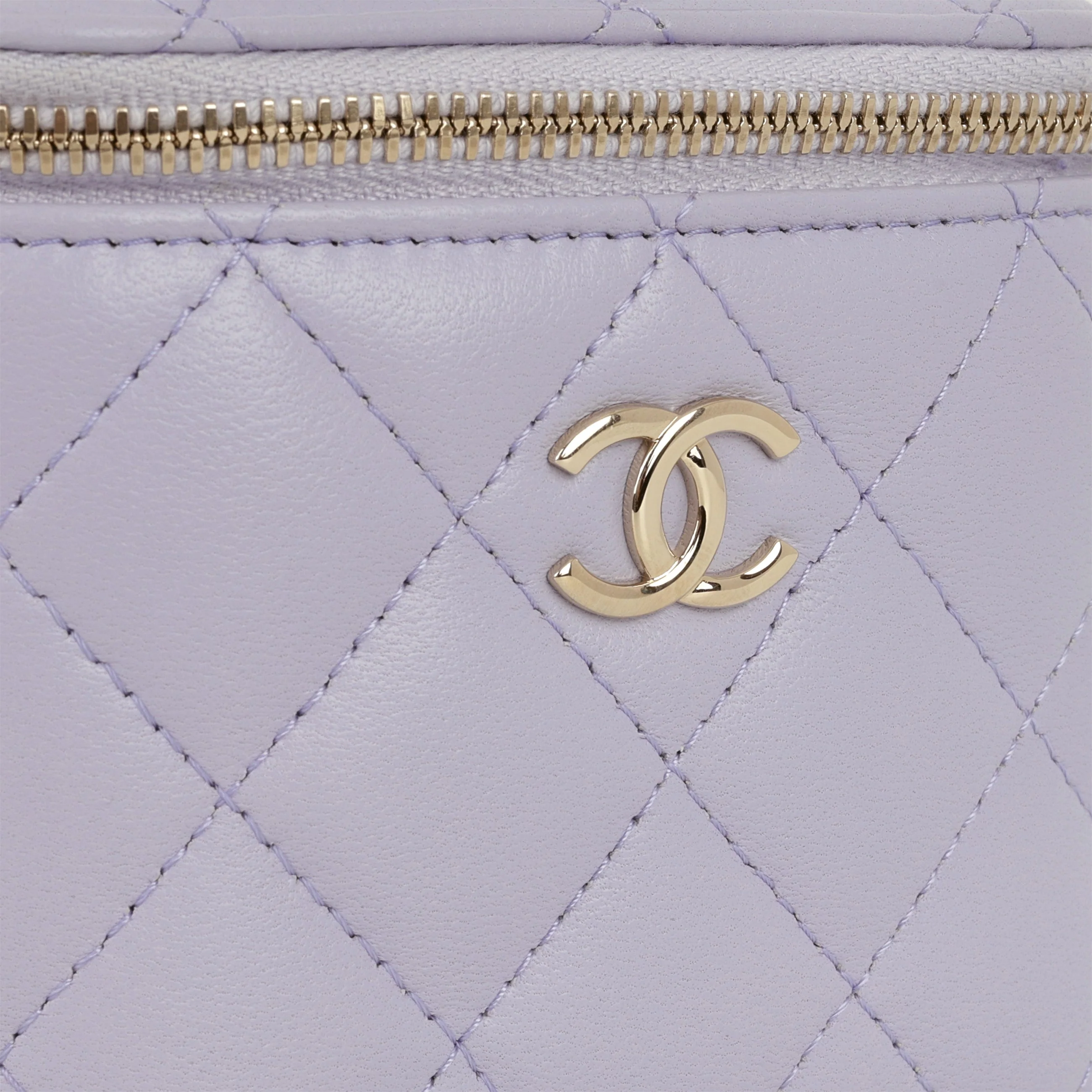 Chanel Mini Top Handle Vanity - Lilac Lambskin | Champagne Gold Hardware - Image 7