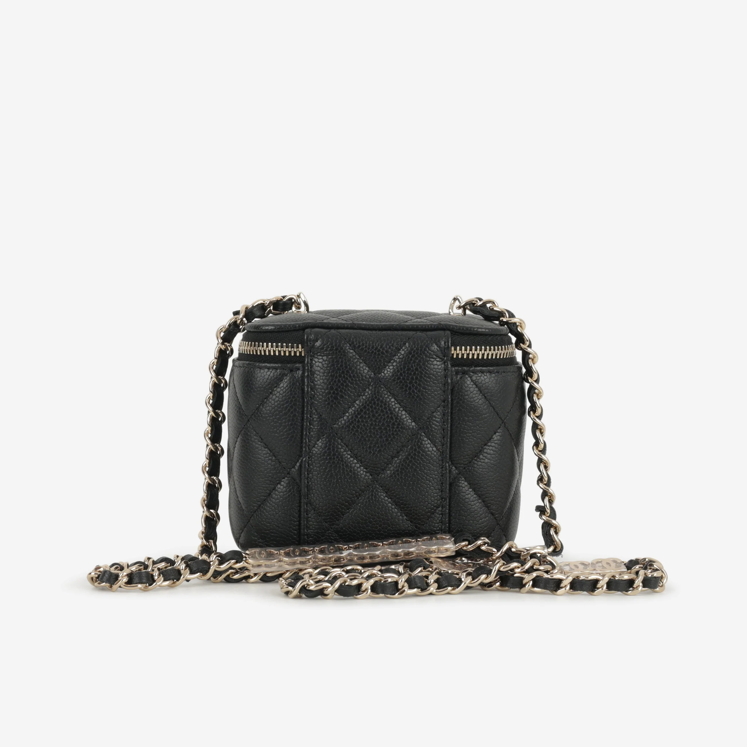 Chanel Mini Vanity on Chain - Black Caviar | Champagne Gold Hardware - Image 4