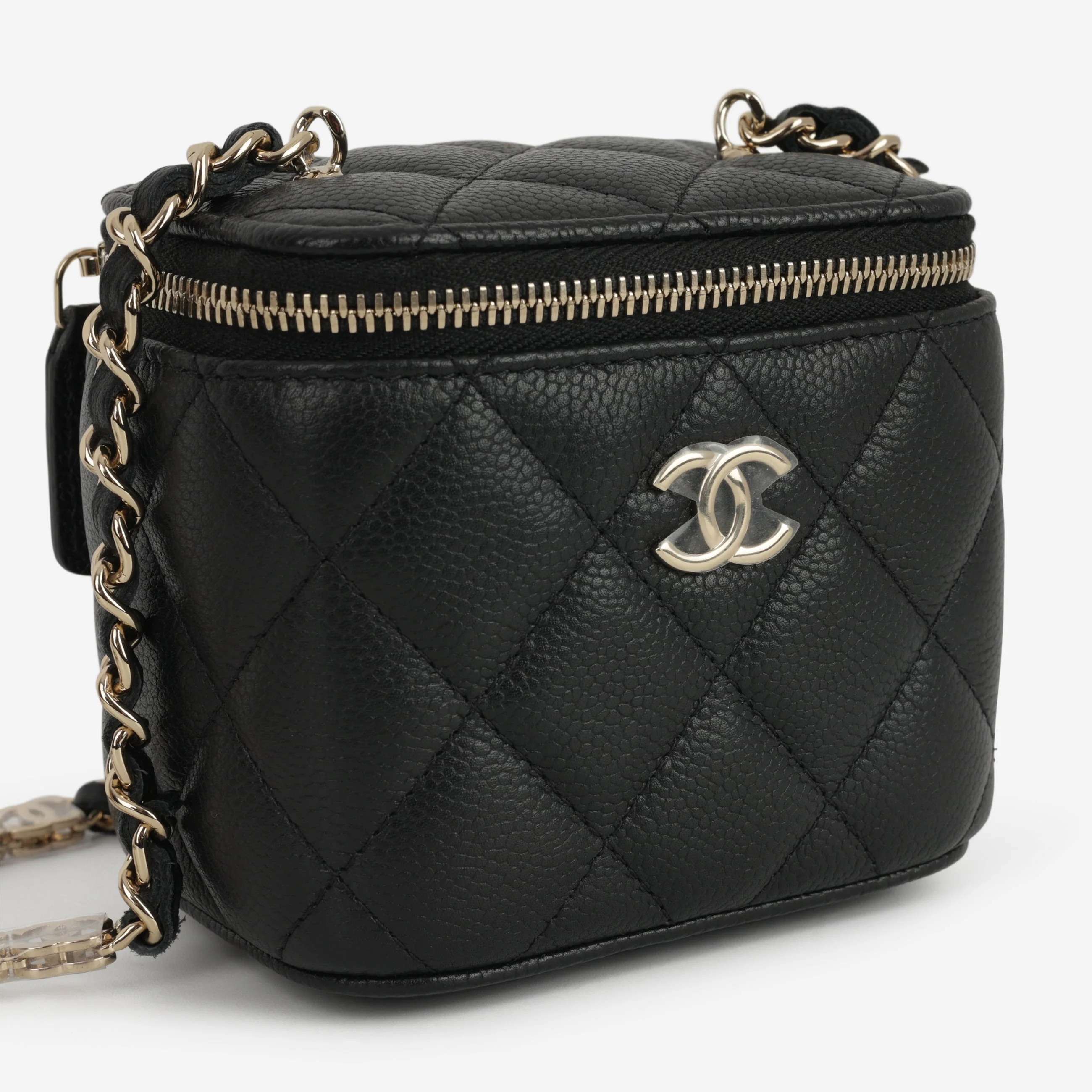Chanel Mini Vanity on Chain - Black Caviar | Champagne Gold Hardware - Image 8