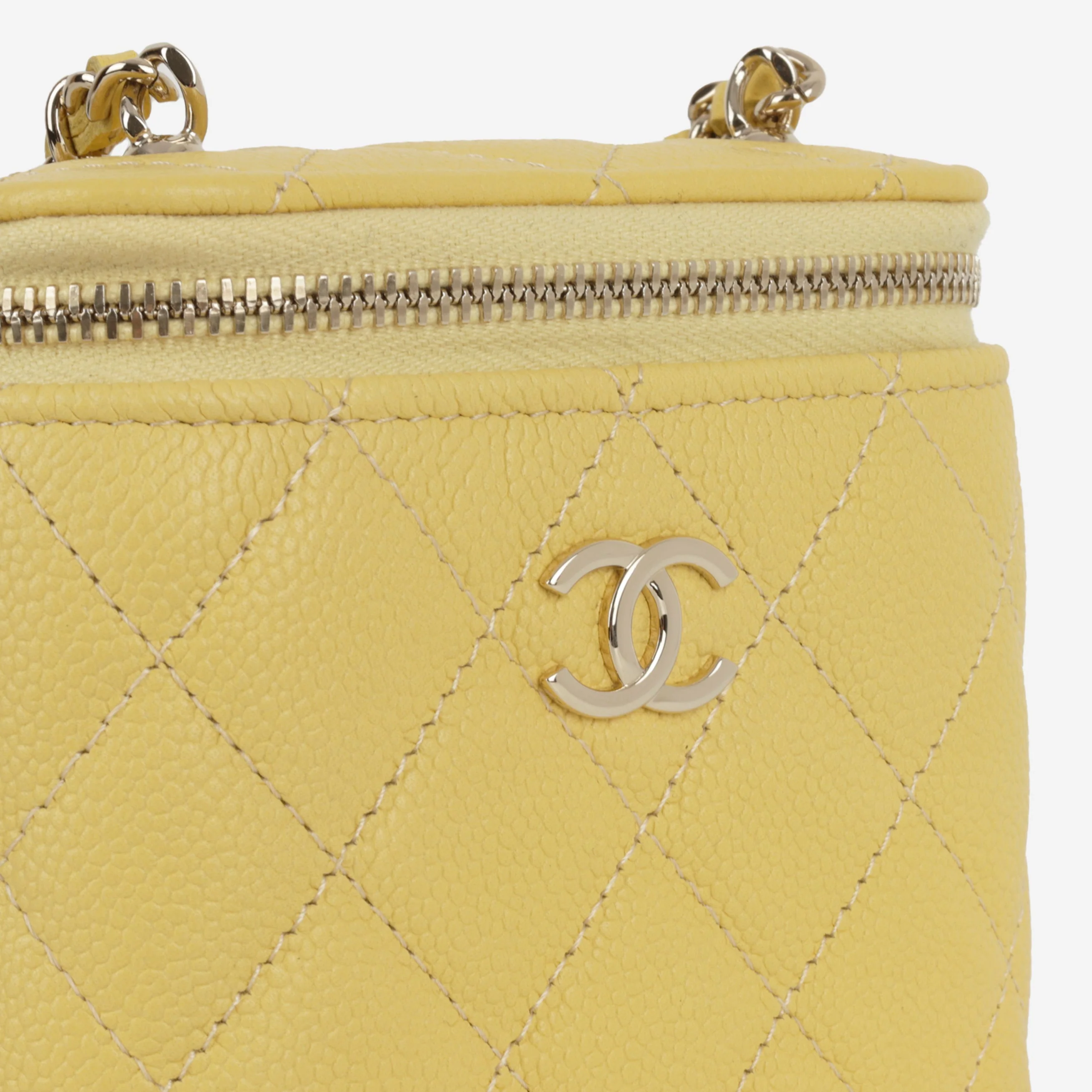 Chanel Mini Vertical Vanity on Chain - Yellow Caviar | Champagne Gold Hardware - Image 7
