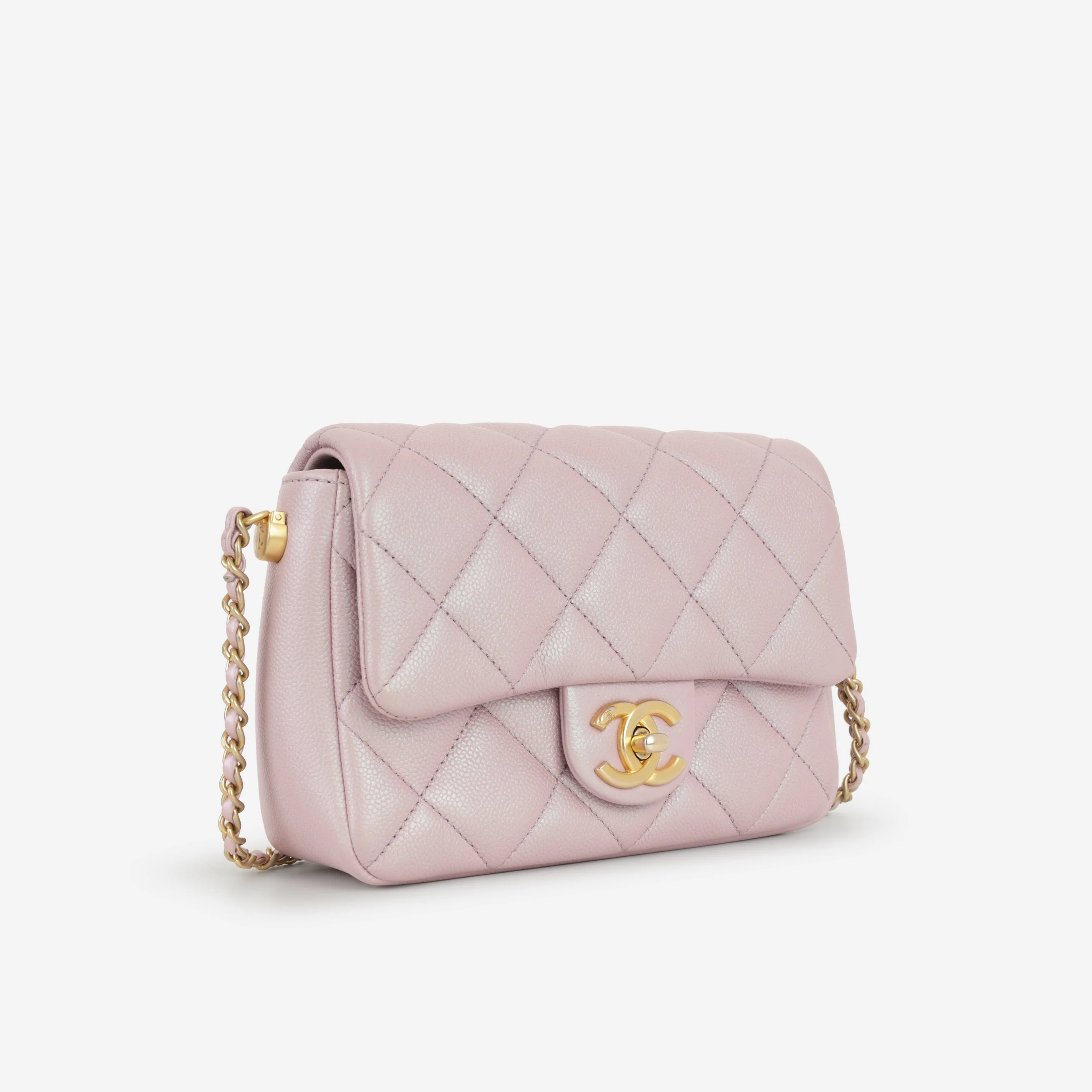Chanel My Perfect Mini Adjustable Flap - Iridescent Pink Caviar | Gold Hardware - Image 2