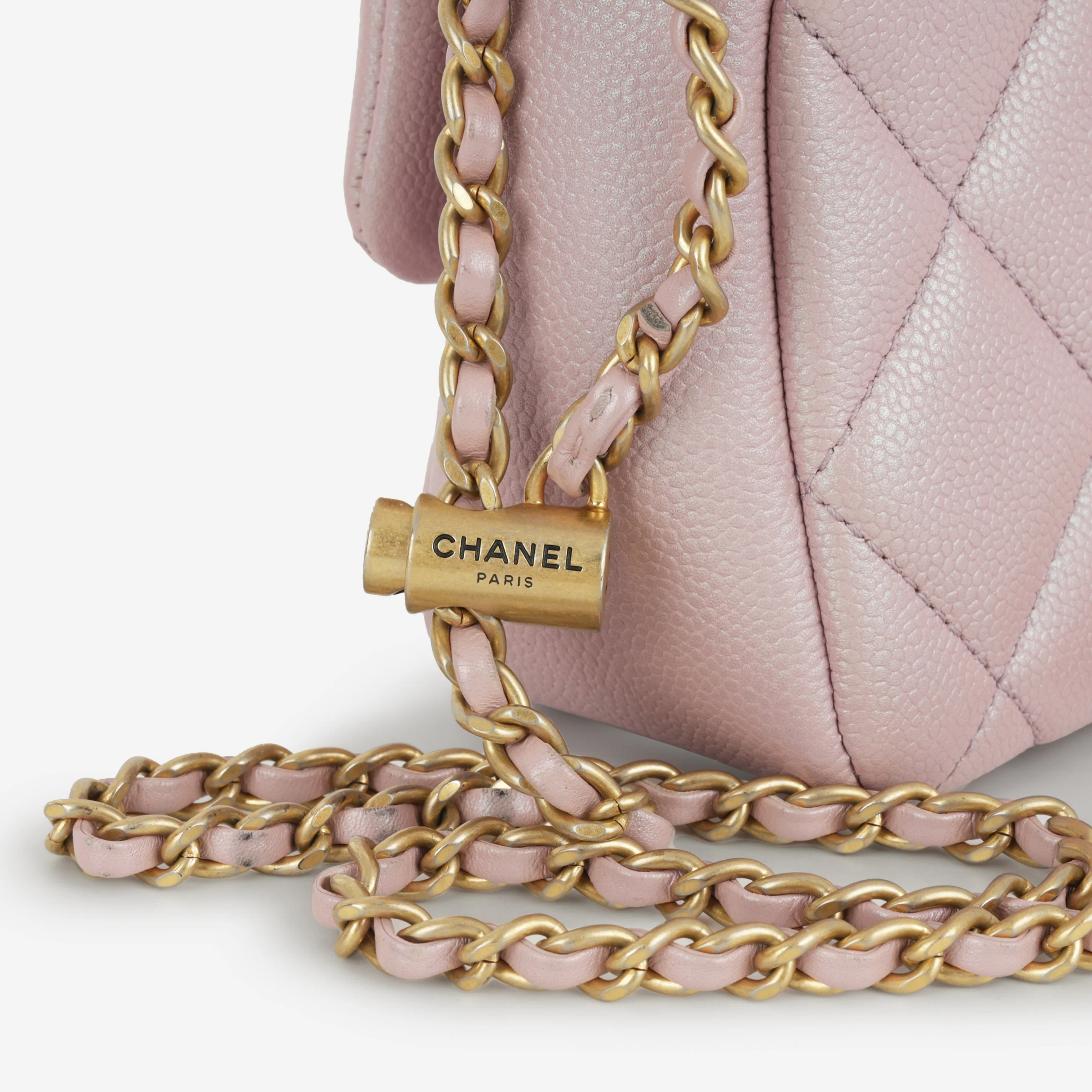 Chanel My Perfect Mini Adjustable Flap - Iridescent Pink Caviar | Gold Hardware - Image 4