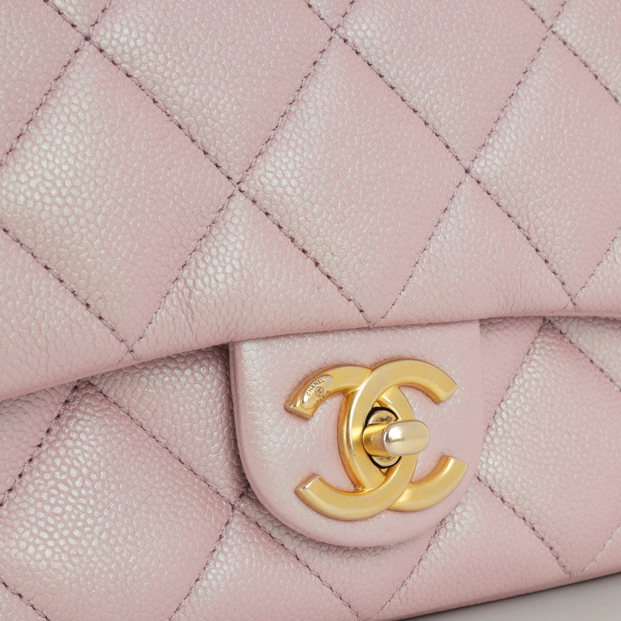 Chanel My Perfect Mini Adjustable Flap - Iridescent Pink Caviar | Gold Hardware - Image 8