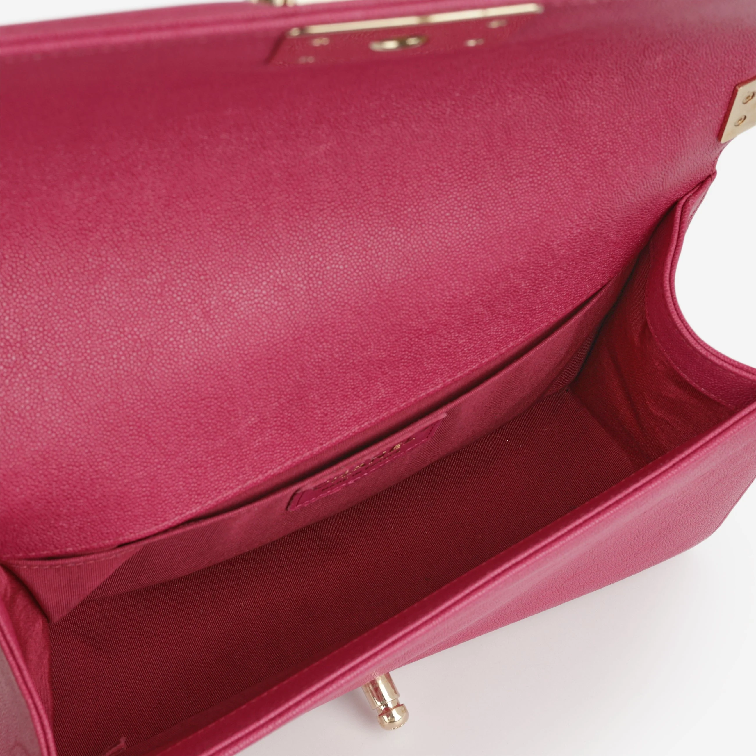 Chanel Old Medium Boy Bag - Fuchsia Caviar | Champagne Gold Hardware - Image 6